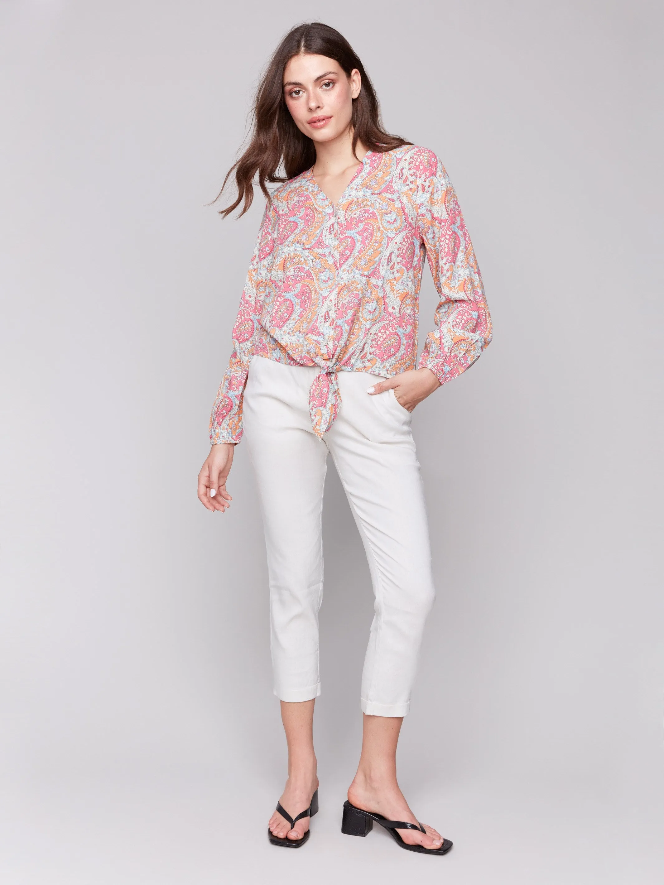 Long Sleeve Blouse with Tie - Paisley sold by Charlie B product image thumbnail 2