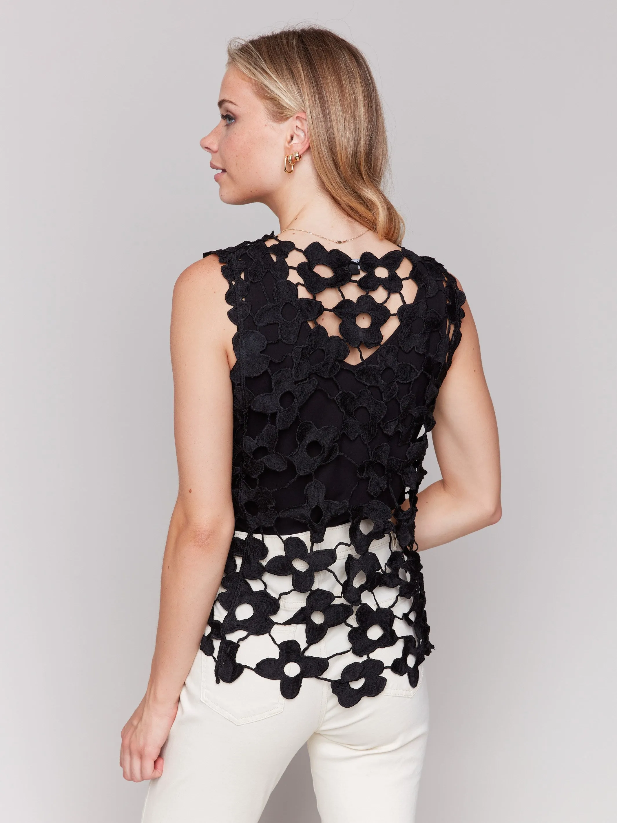 Floral Crochet Sleeveless Top - Black sold by Charlie B product image thumbnail 4