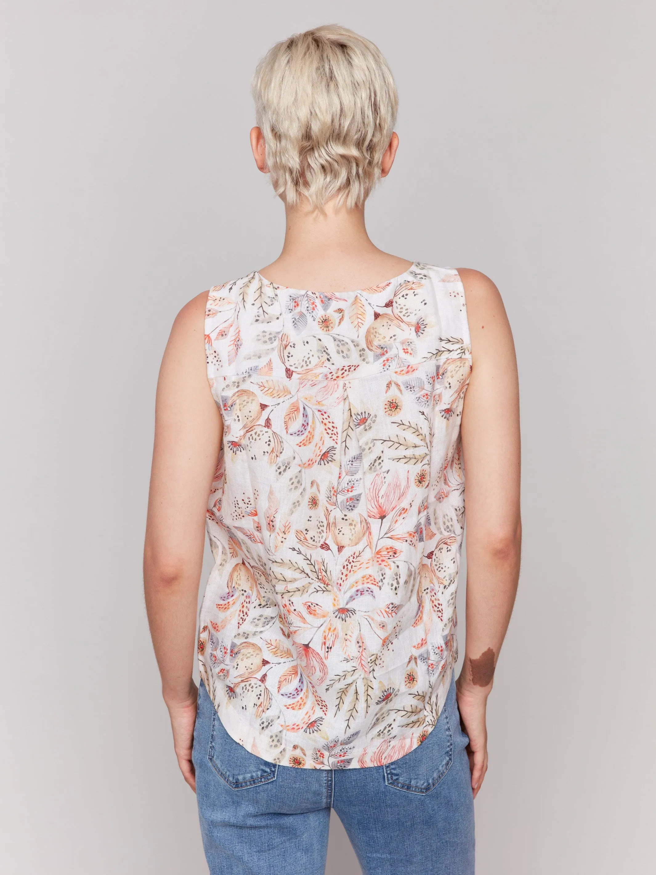 Printed Sleeveless Top with Rounded Hem - Tropical sold by Charlie B product image thumbnail 5