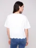 Eyelet Embroidery V-Neck Blouse with Front Ties - White sold by Charlie B