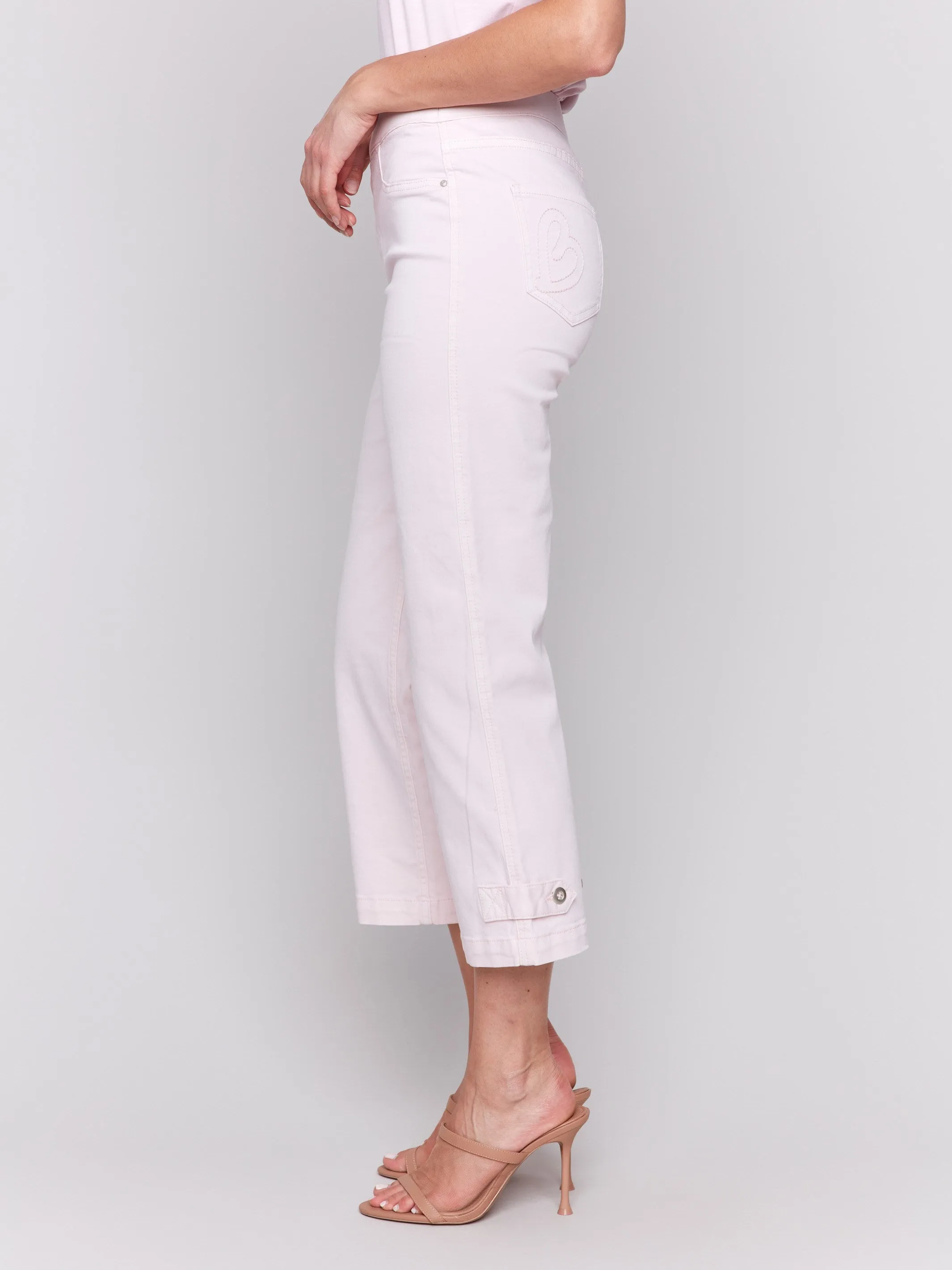 Cropped Pull-On Twill Pants with Hem Tab - Petal sold by Charlie B product image thumbnail 3