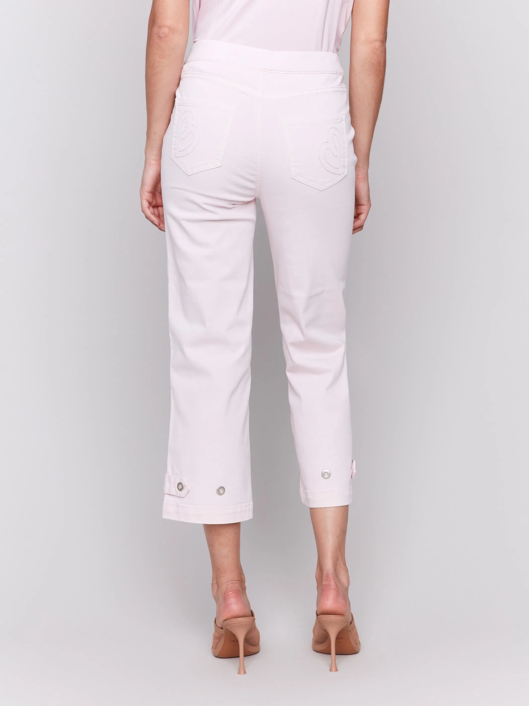 Cropped Pull-On Twill Pants with Hem Tab - Petal sold by Charlie B product image thumbnail 4