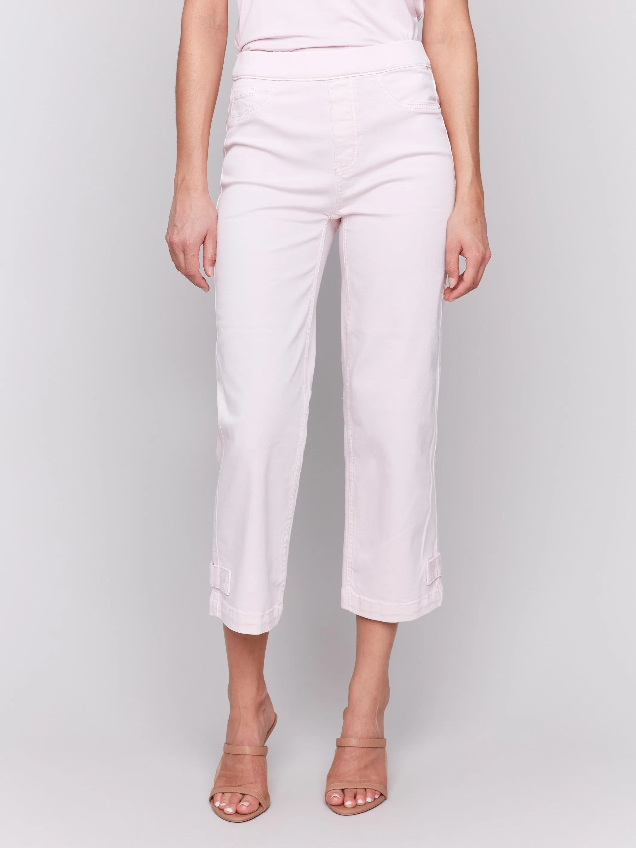 Cropped Pull-On Twill Pants with Hem Tab - Petal sold by Charlie B product image thumbnail 2