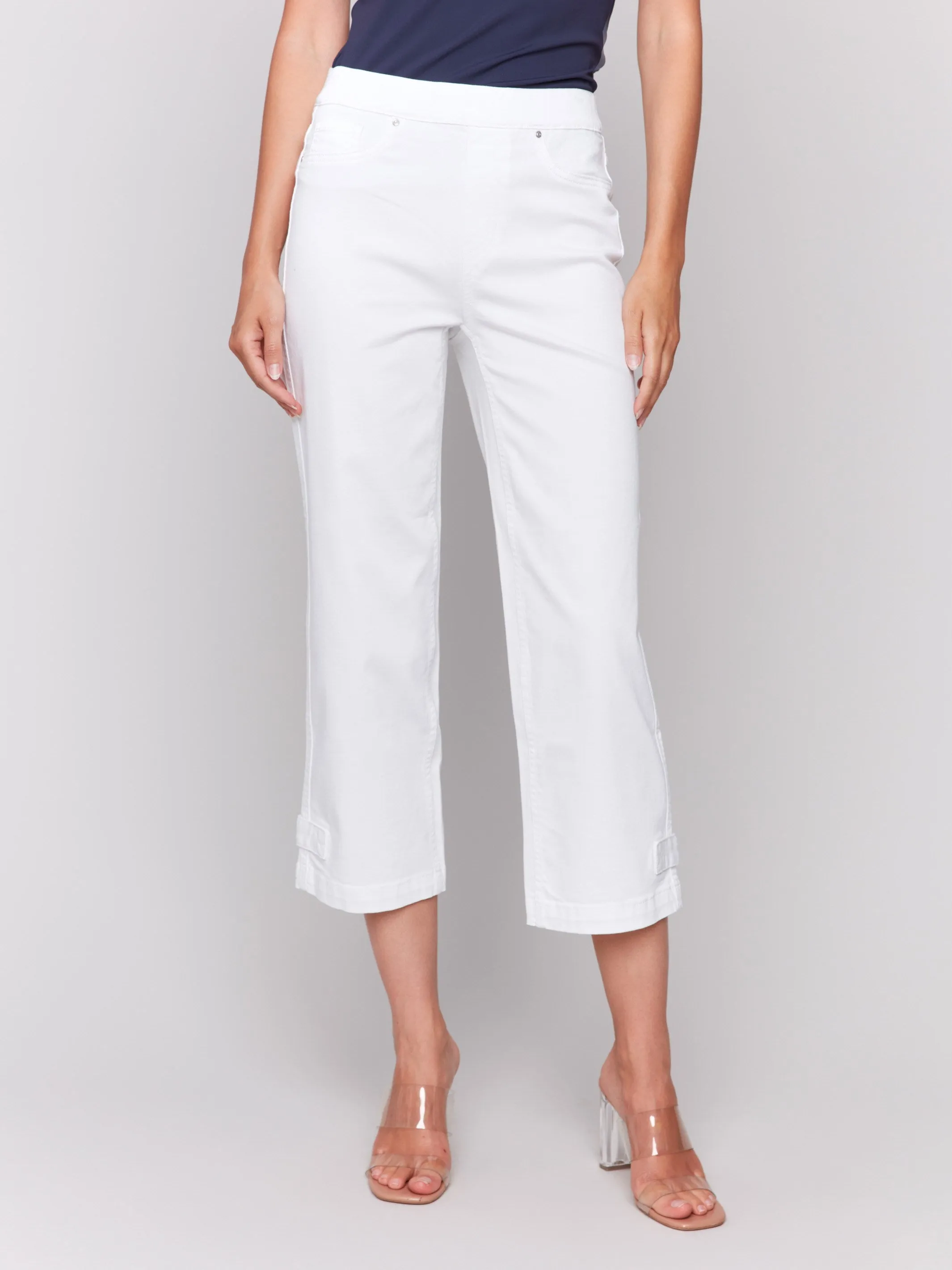 Cropped Pull-On Twill Pants with Hem Tab - White sold by Charlie B product image thumbnail 2