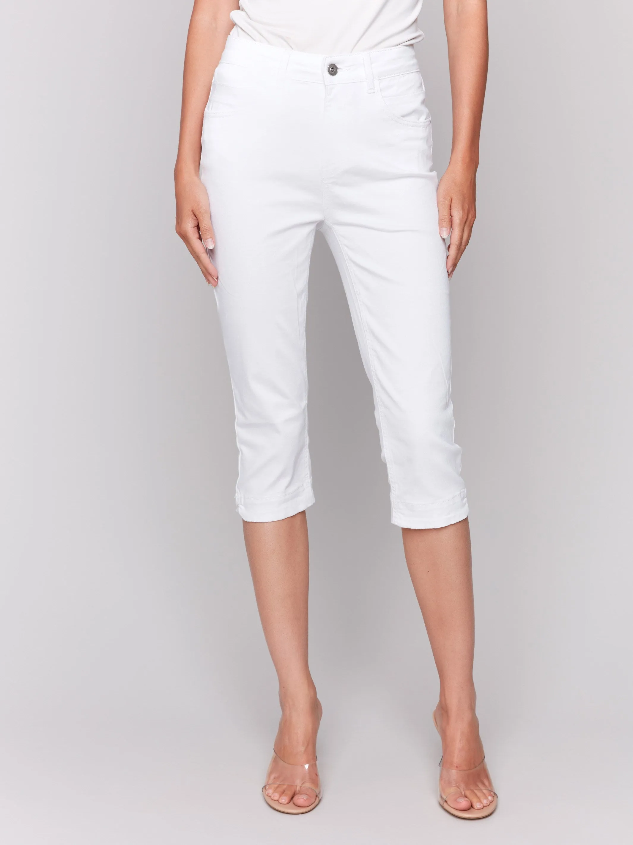 Knee High Capri Twill Pants - White sold by Charlie B product image thumbnail 2