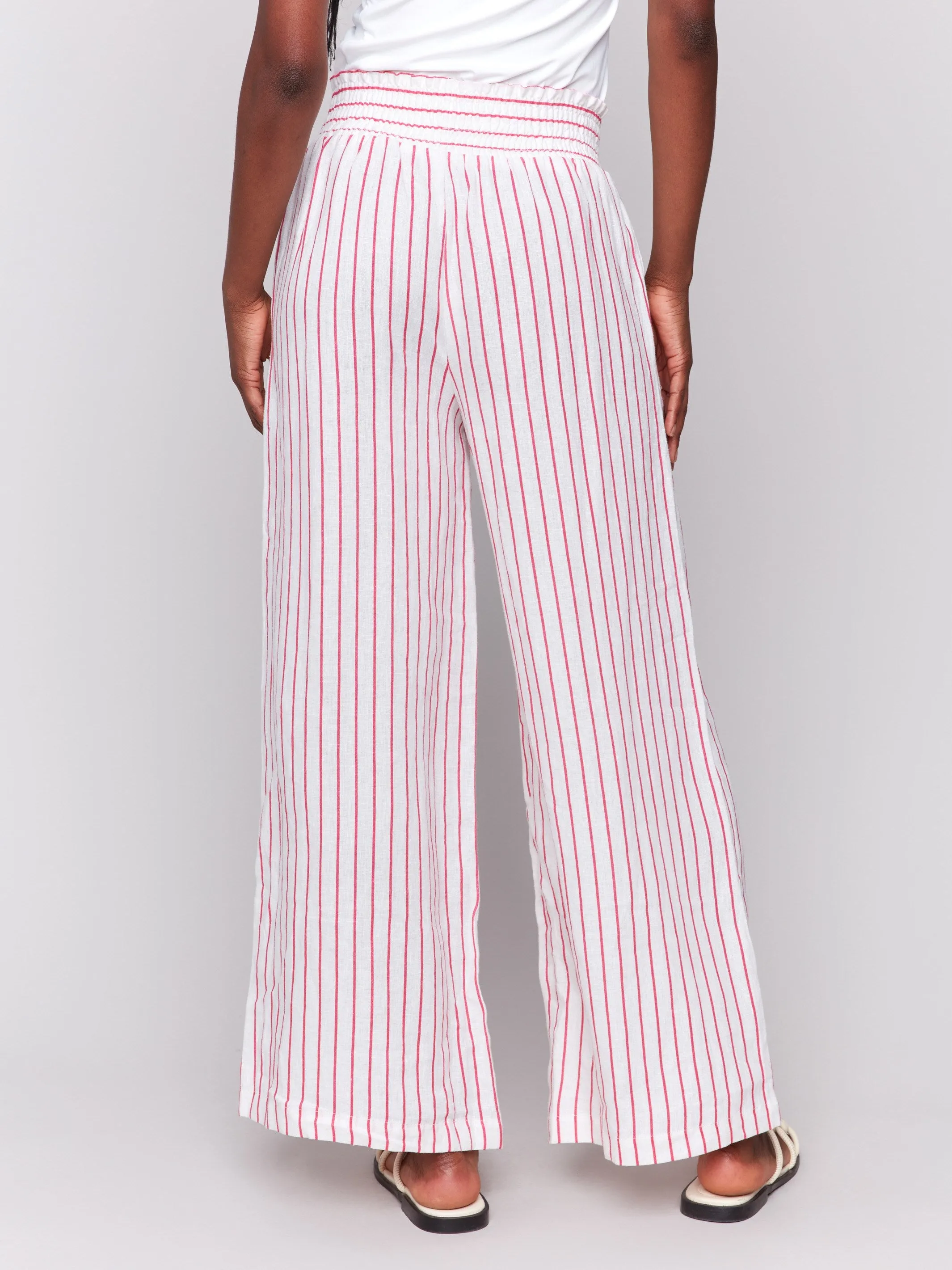 Striped Linen-Blend Wide Leg Pants - Paradise sold by Charlie B product image thumbnail 4