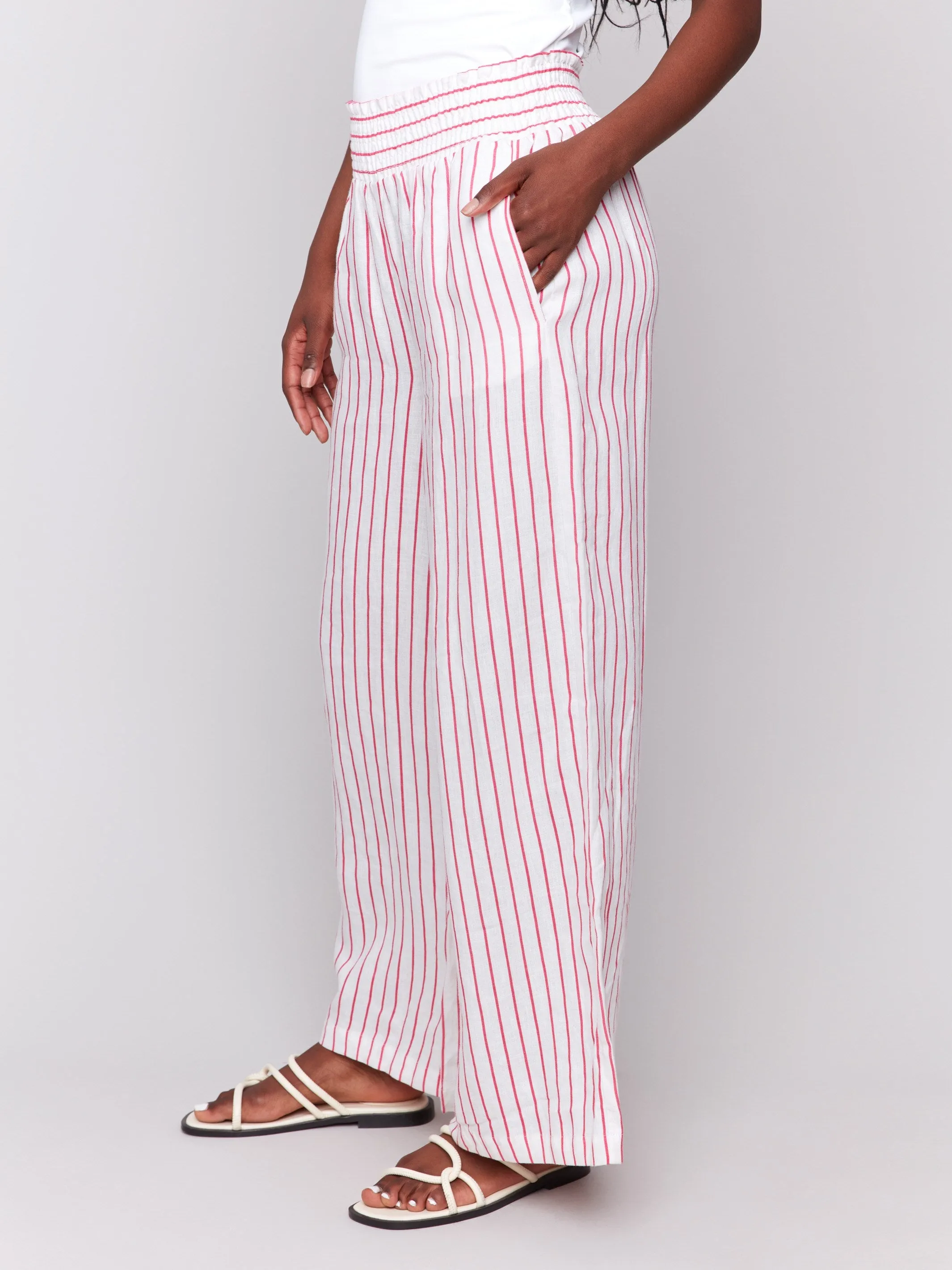 Striped Linen-Blend Wide Leg Pants - Paradise sold by Charlie B product image thumbnail 3