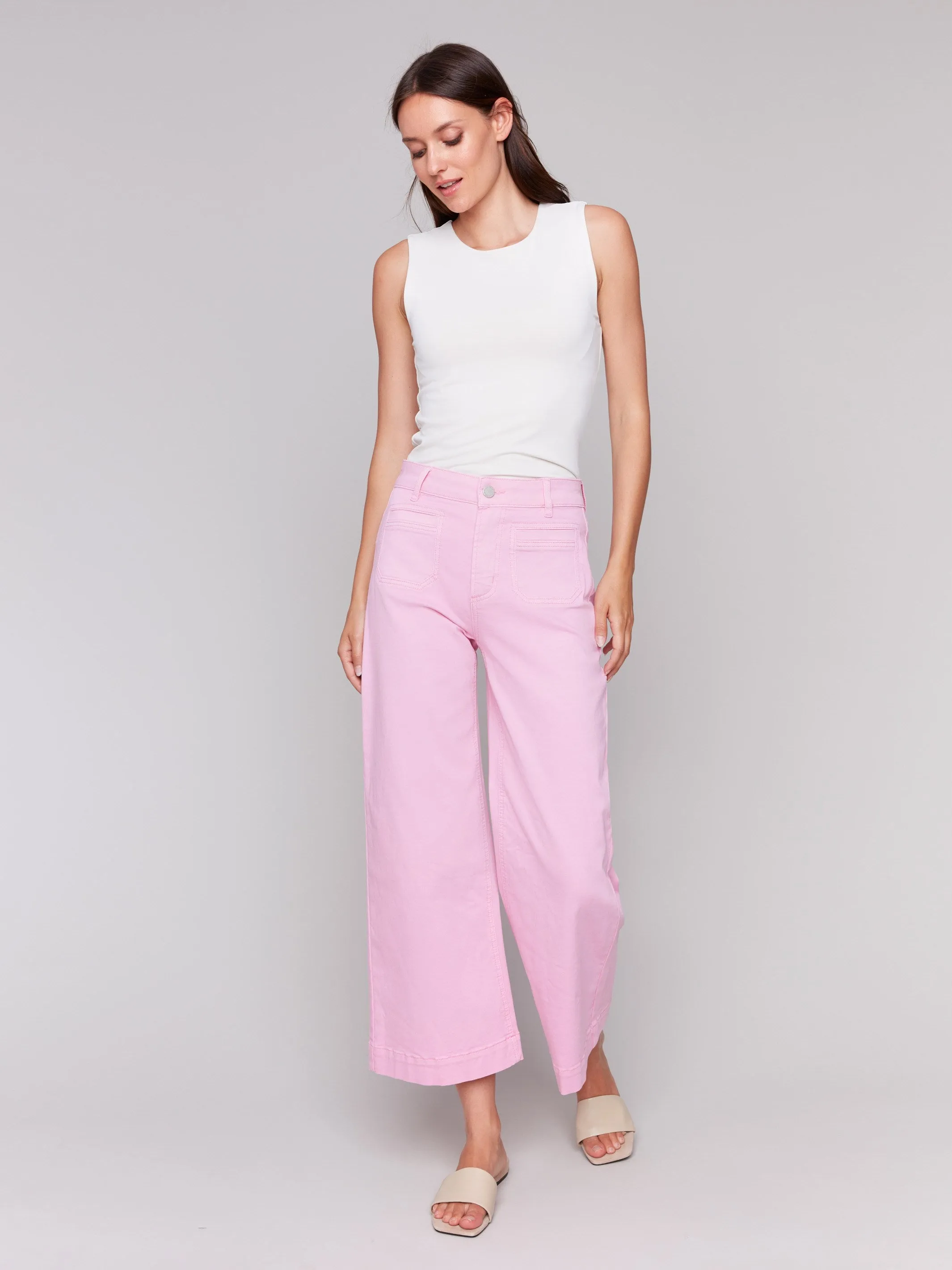 Patch Pocket Flare Twill Pants - Begonia sold by Charlie B product image thumbnail 4