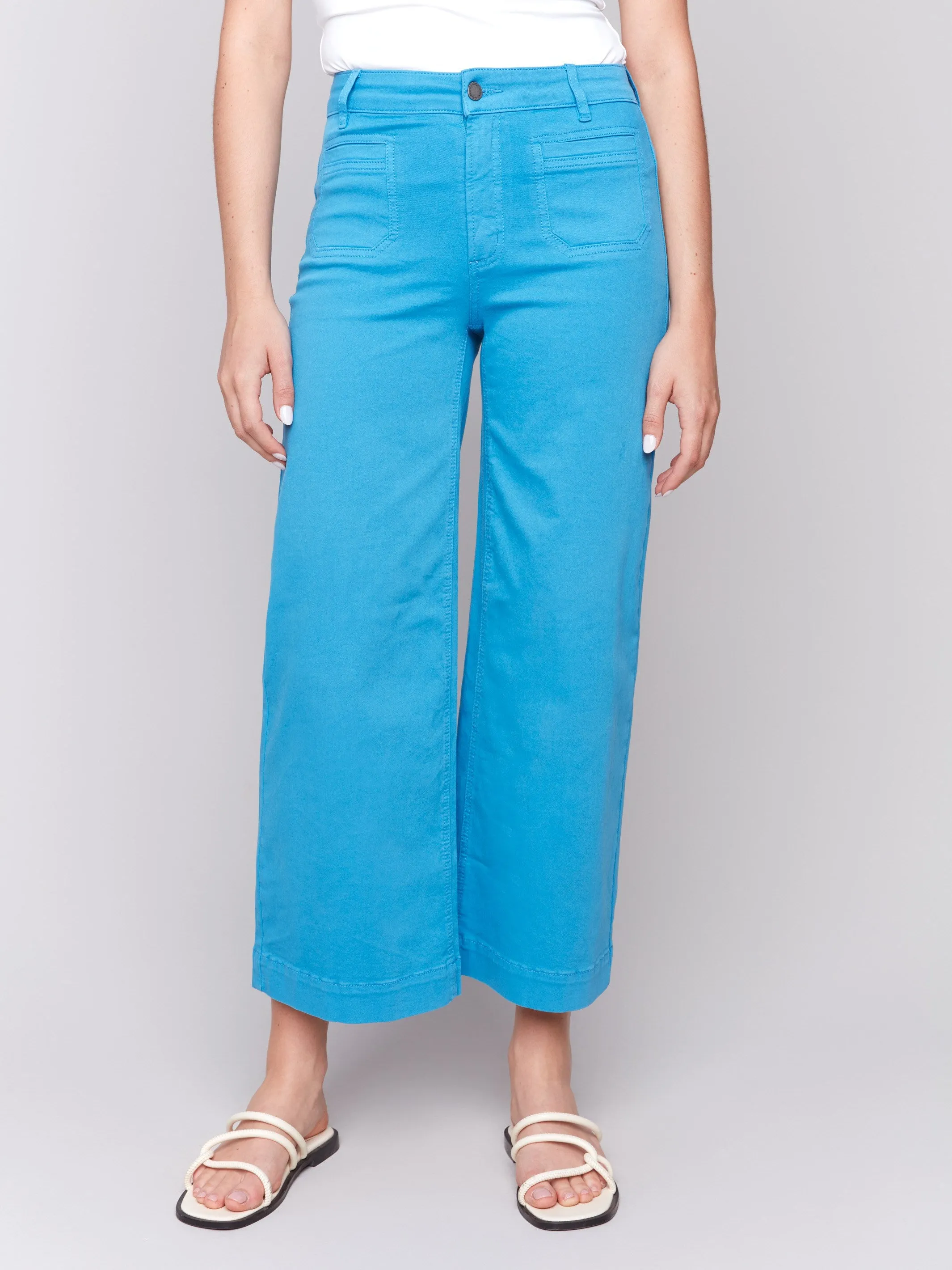 Patch Pocket Flare Twill Pants - Lagoon sold by Charlie B product image thumbnail 2