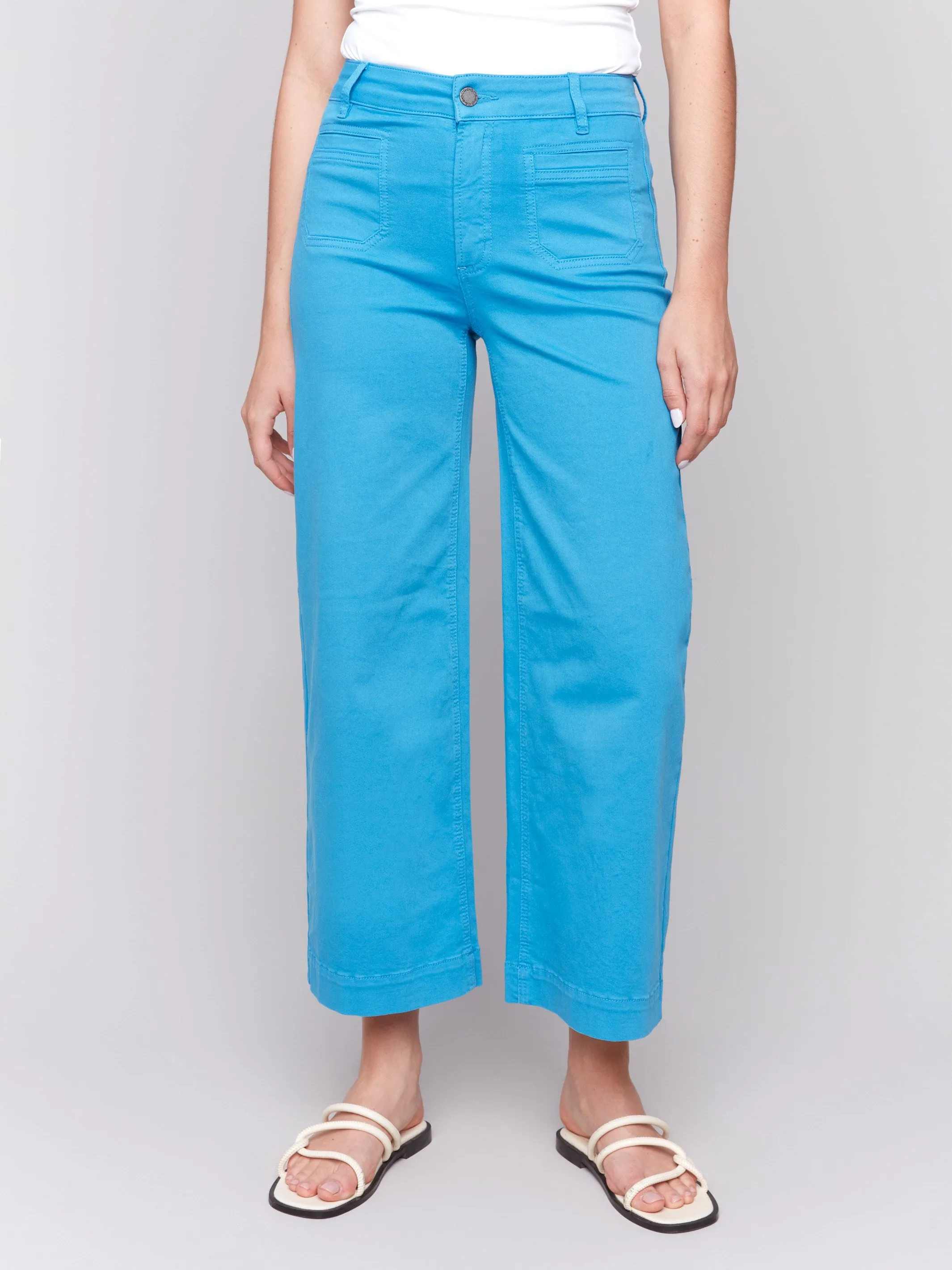 Patch Pocket Flare Twill Pants - Lagoon sold by Charlie B product image thumbnail 5