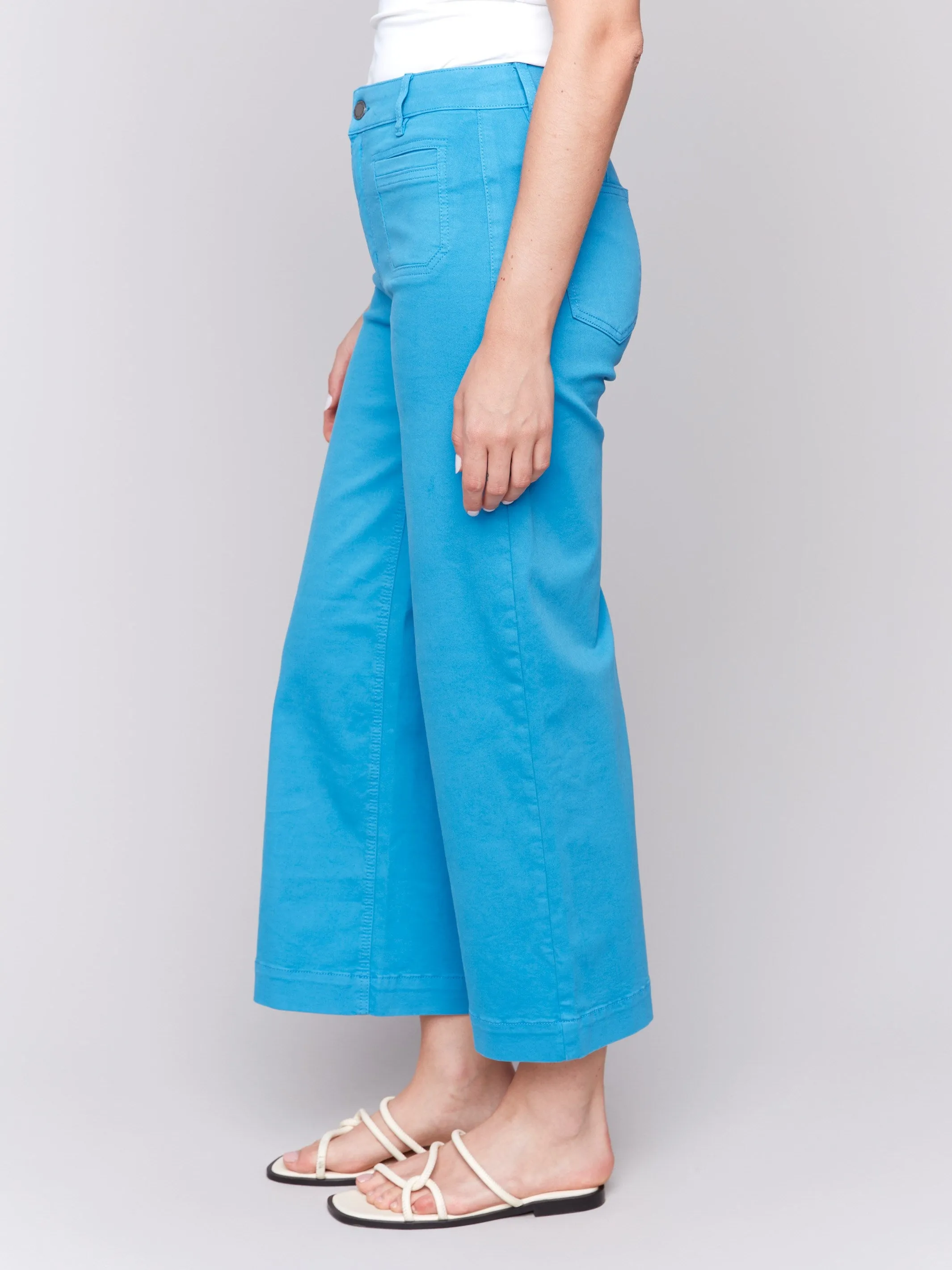 Patch Pocket Flare Twill Pants - Lagoon sold by Charlie B product image thumbnail 3