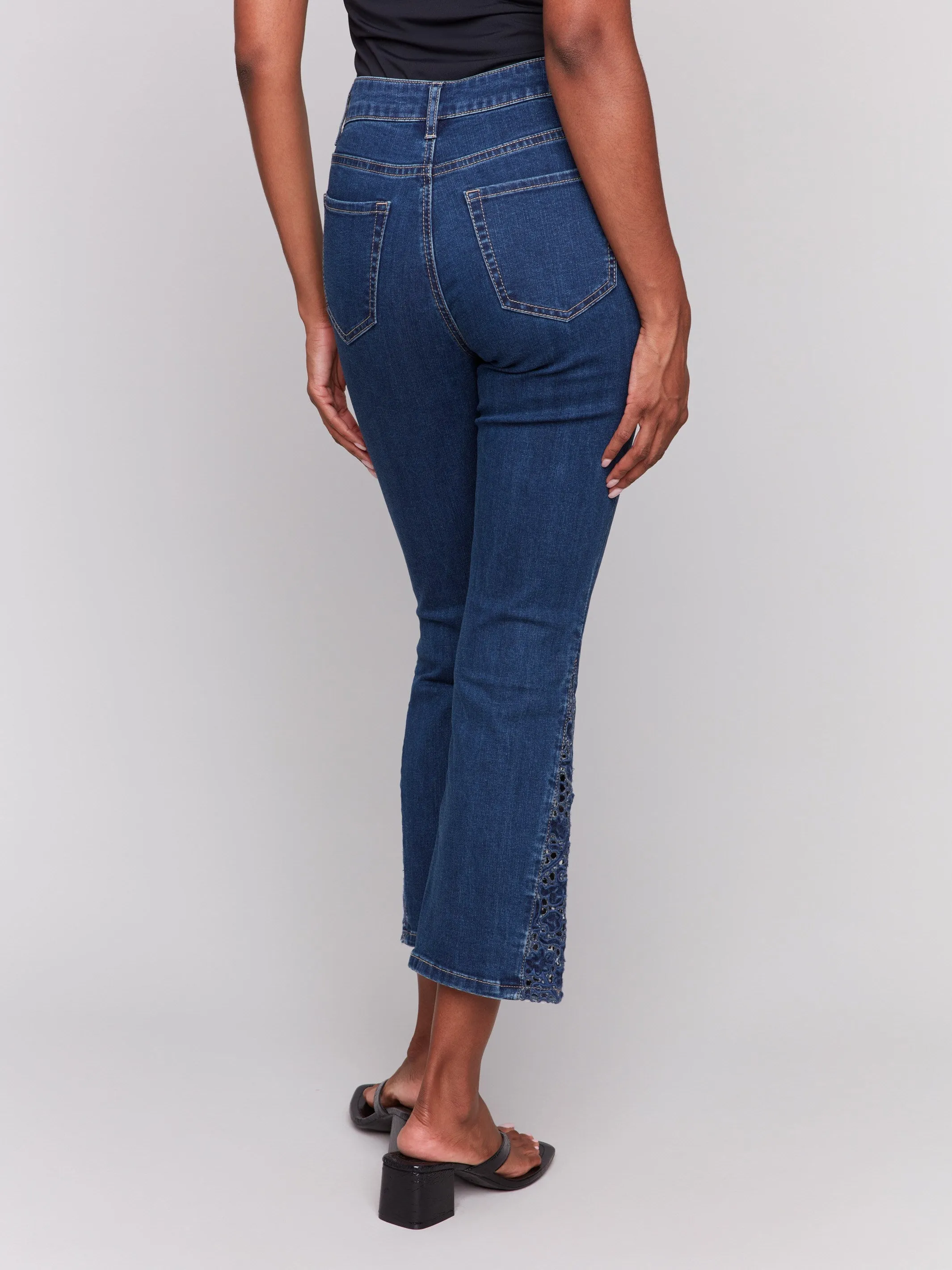 Lace Cut Side Bootcut Jeans - Indigo sold by Charlie B product image thumbnail 4