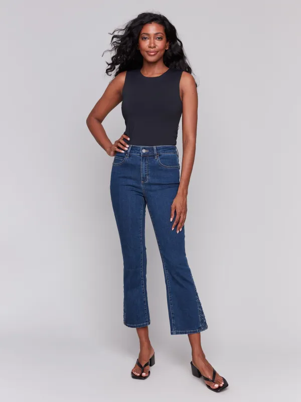 Lace Cut Side Bootcut Jeans - Indigo sold by Charlie B