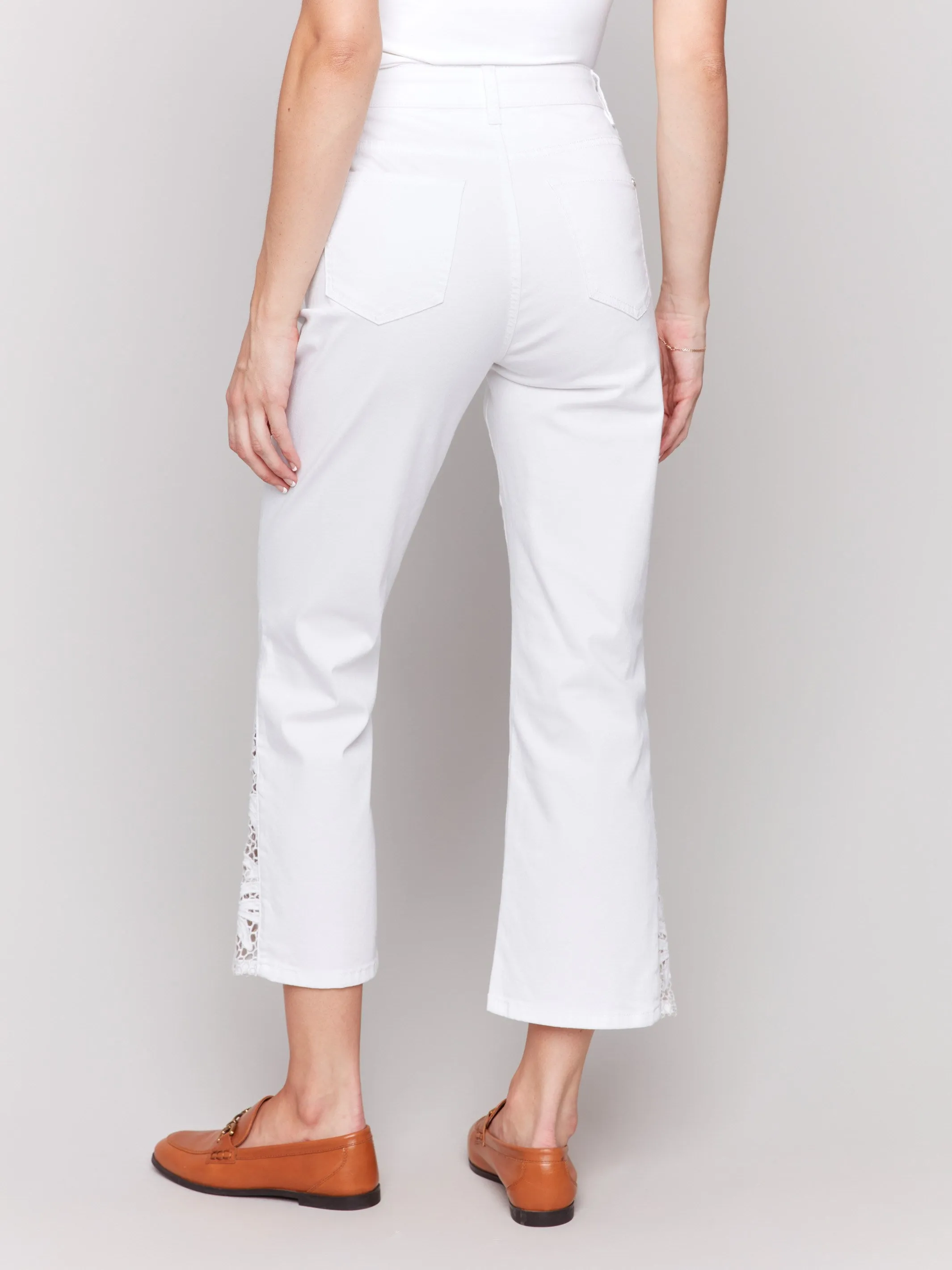 Lace Cut Side Bootcut Twill Pants - White sold by Charlie B product image thumbnail 4