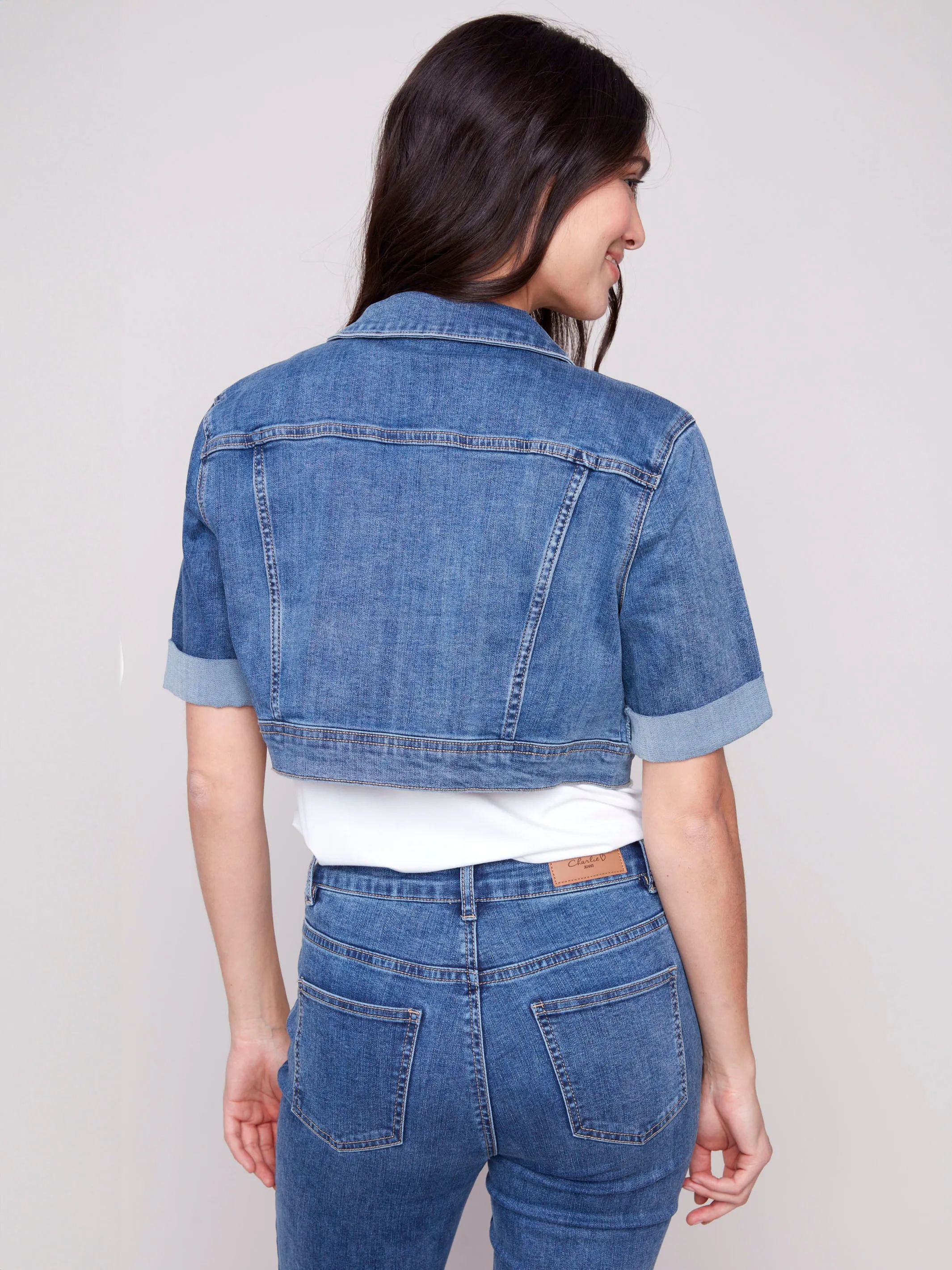 Cropped Denim Jacket - Medium Blue sold by Charlie B product image thumbnail 3
