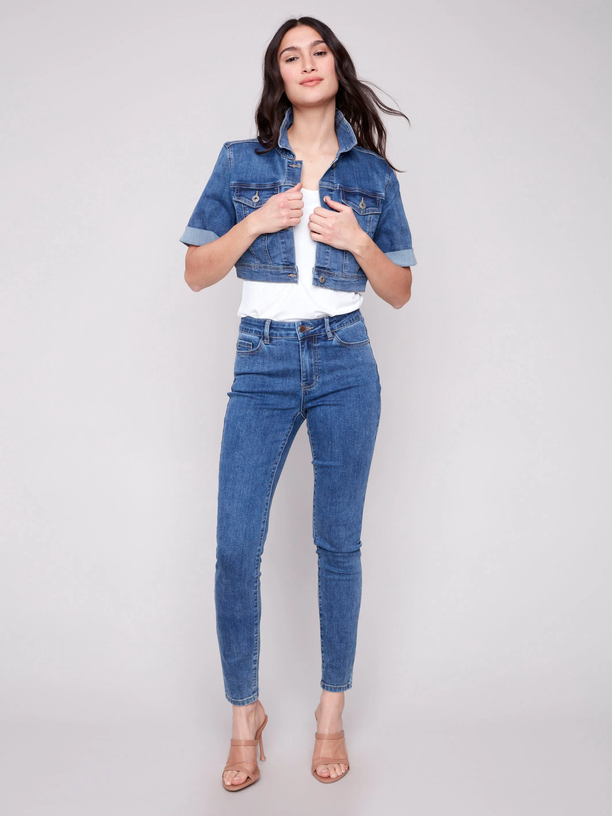 Cropped Denim Jacket - Medium Blue sold by Charlie B product image thumbnail 4