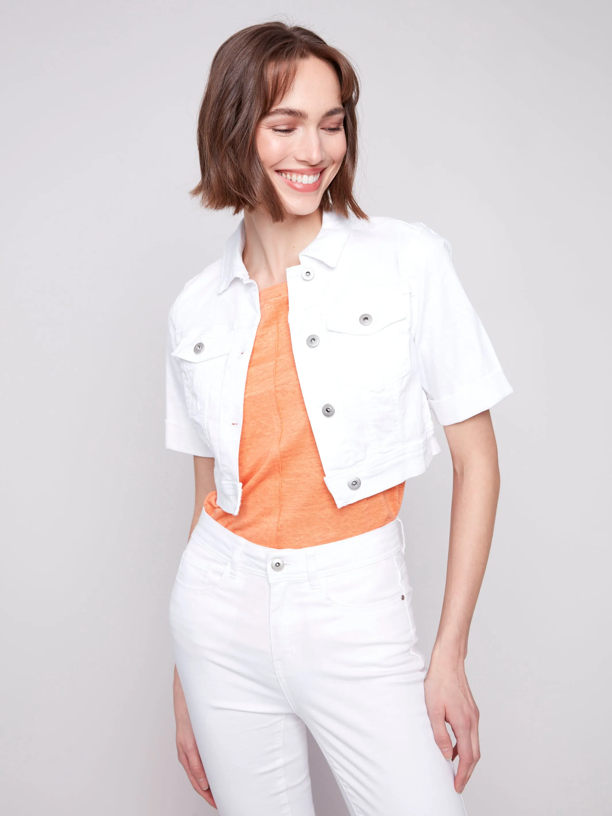Cropped Denim Jacket - White sold by Charlie B product image thumbnail 4