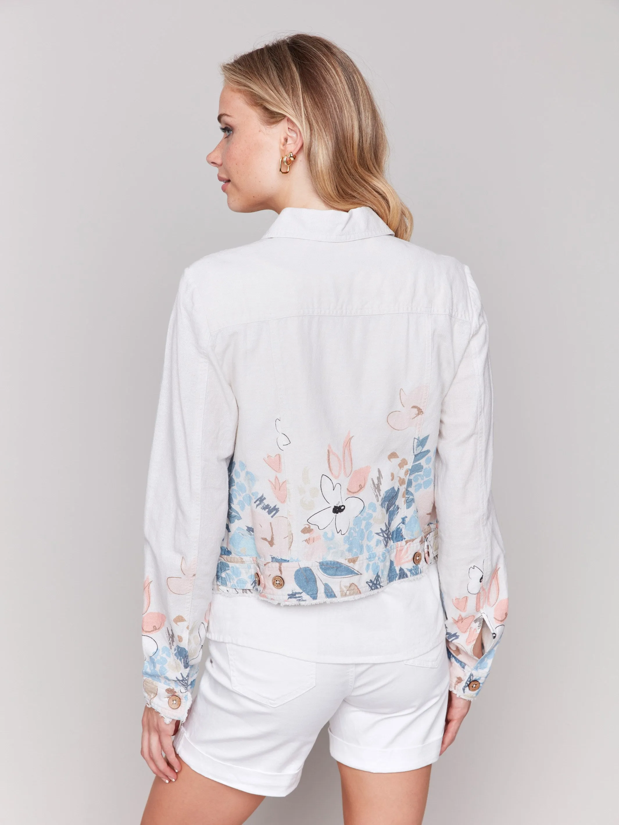 Printed Linen Blend Jacket - Supernova sold by Charlie B product image thumbnail 3