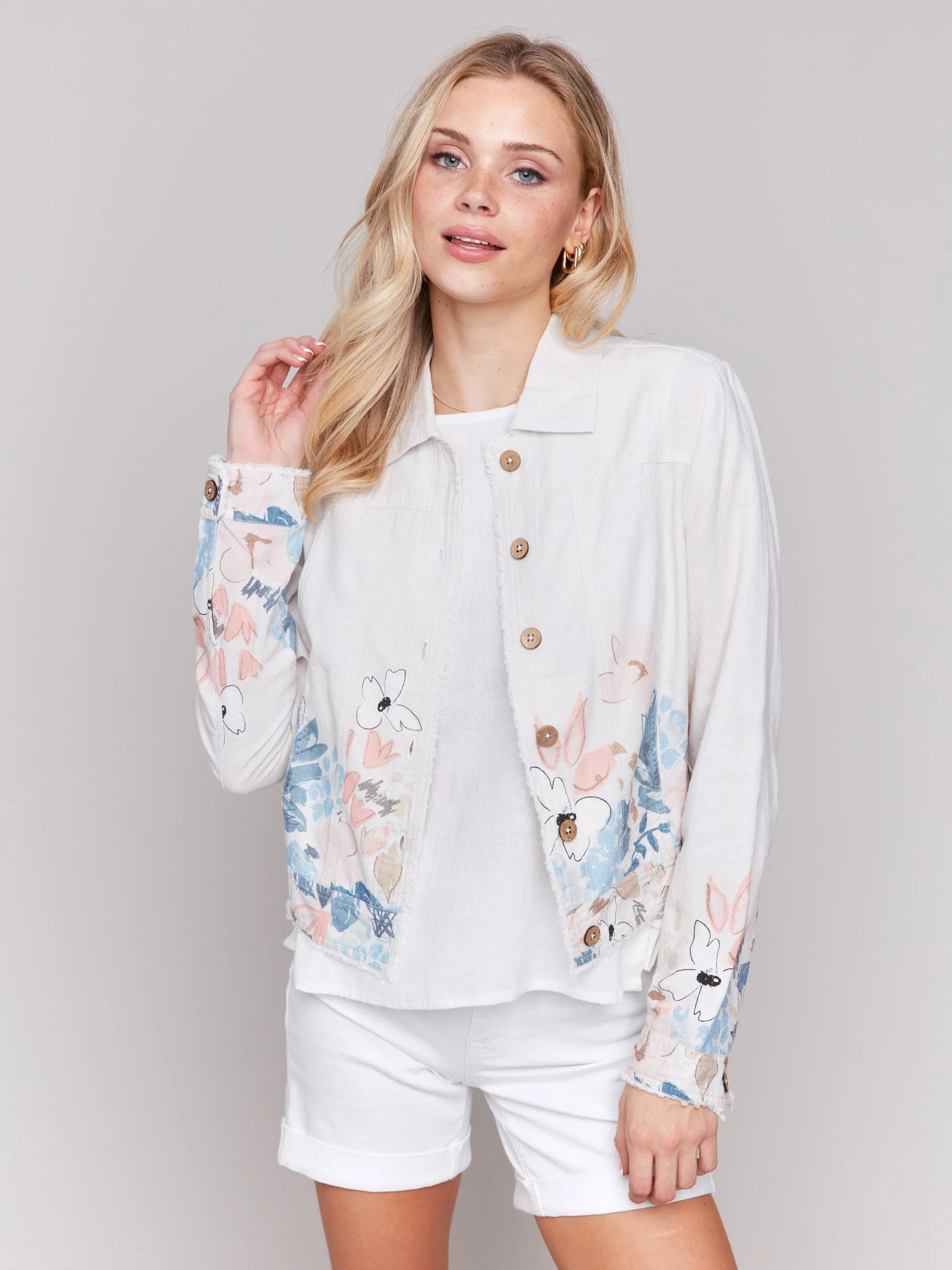 Printed Linen Blend Jacket - Supernova sold by Charlie B product image thumbnail 4