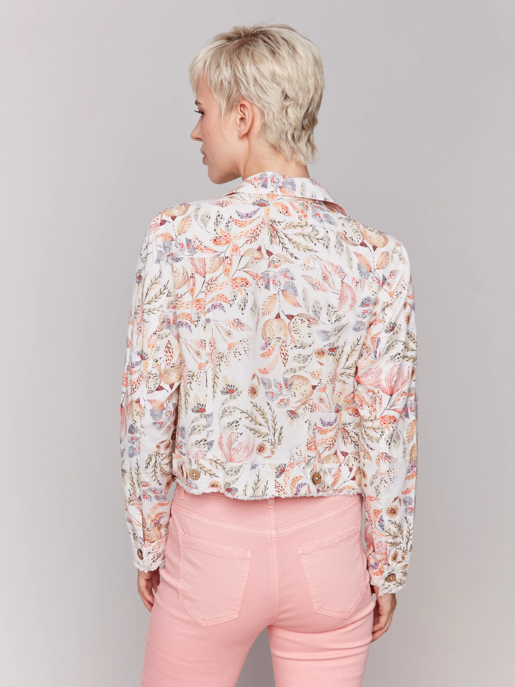 Printed Linen Blend Jacket - Tropical sold by Charlie B product image thumbnail 2
