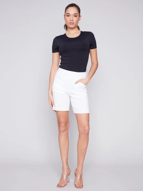 Pull-On Stretch Shorts - White sold by Charlie B