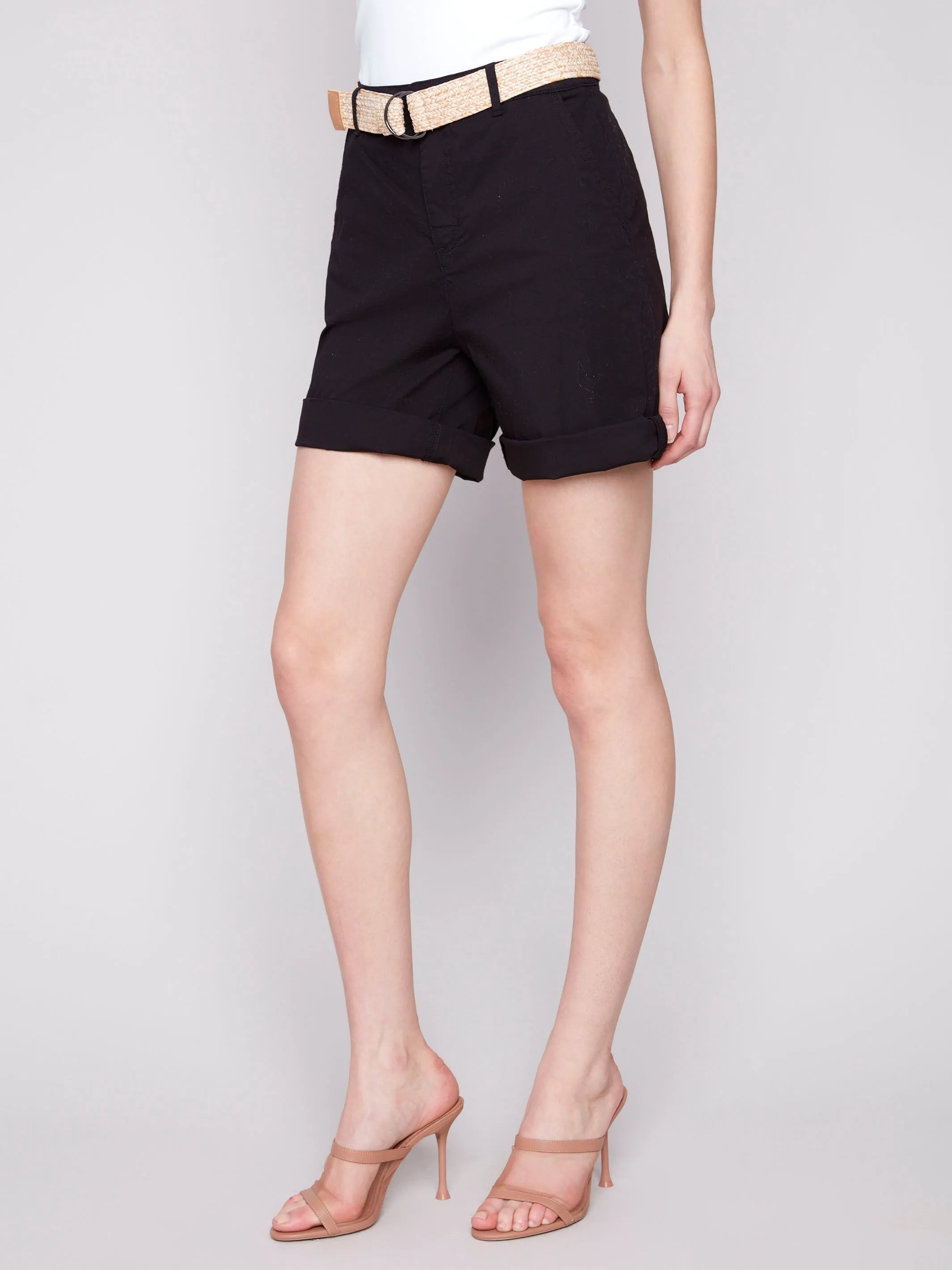 Cuffed Shorts with Belt - Black sold by Charlie B product image thumbnail 3