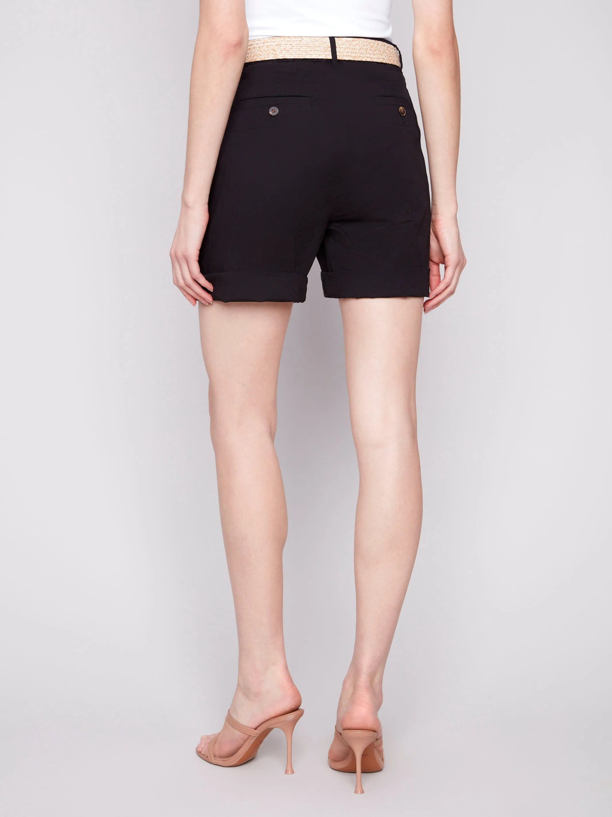 Cuffed Shorts with Belt - Black sold by Charlie B product image thumbnail 4