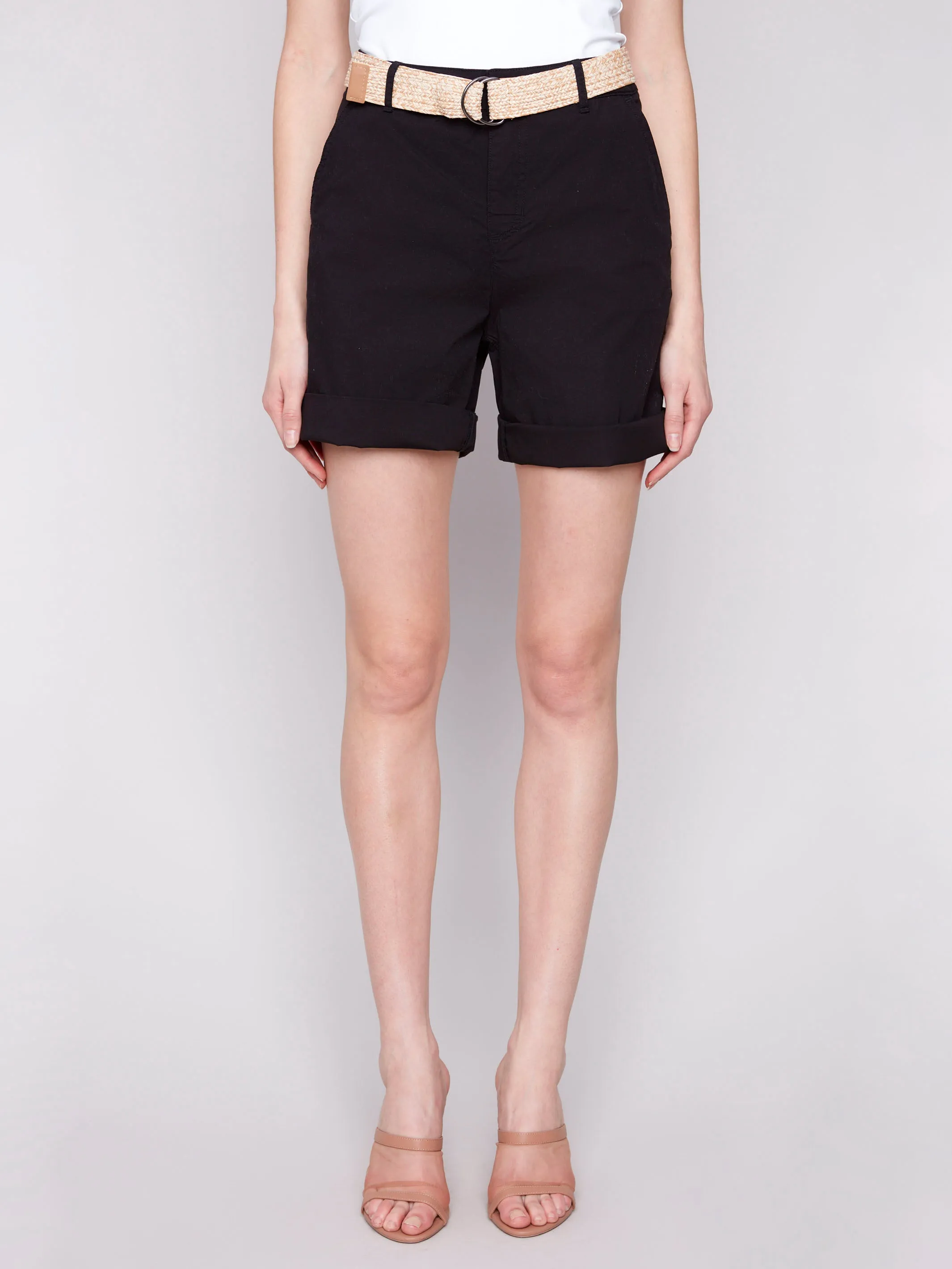 Cuffed Shorts with Belt - Black sold by Charlie B product image thumbnail 2