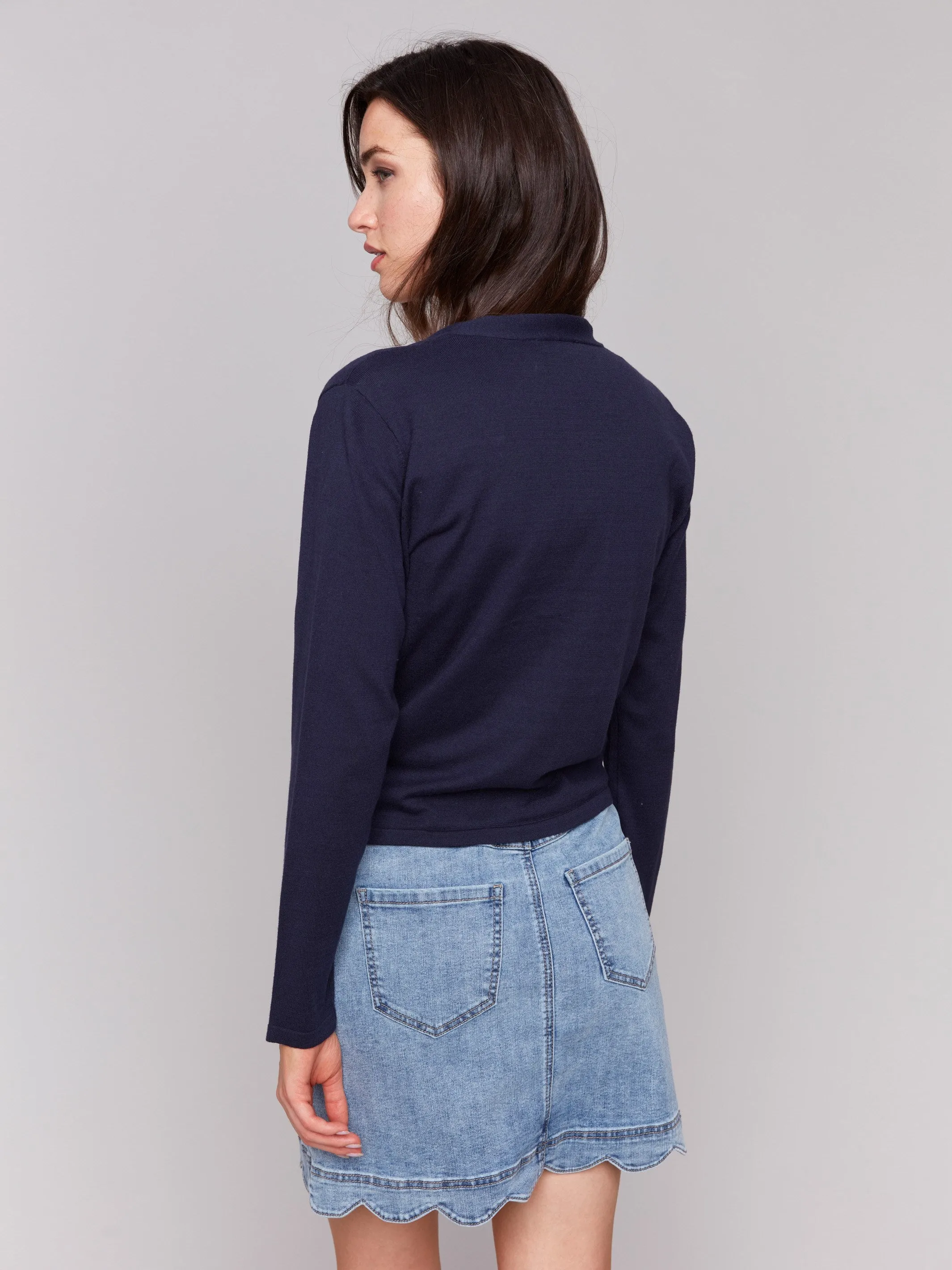 Tie Front Bolero - Navy sold by Charlie B product image thumbnail 3