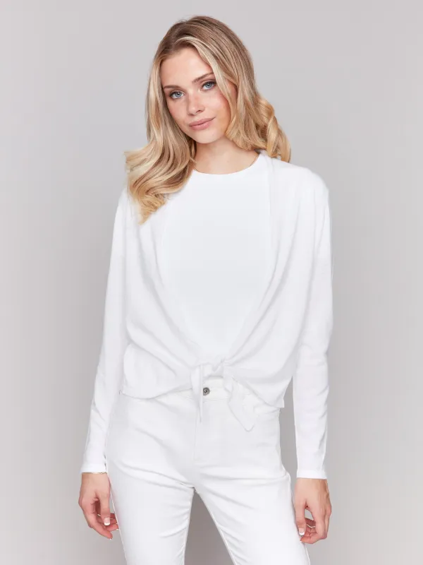 Tie Front Bolero - White sold by Charlie B