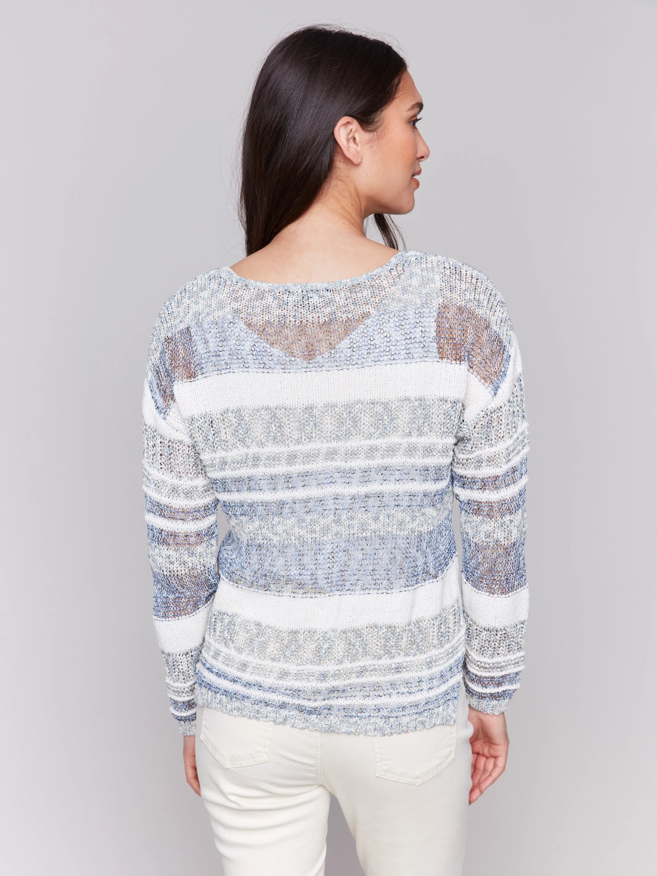 Multi-Yarn Striped Sweater - Denim sold by Charlie B product image thumbnail 3