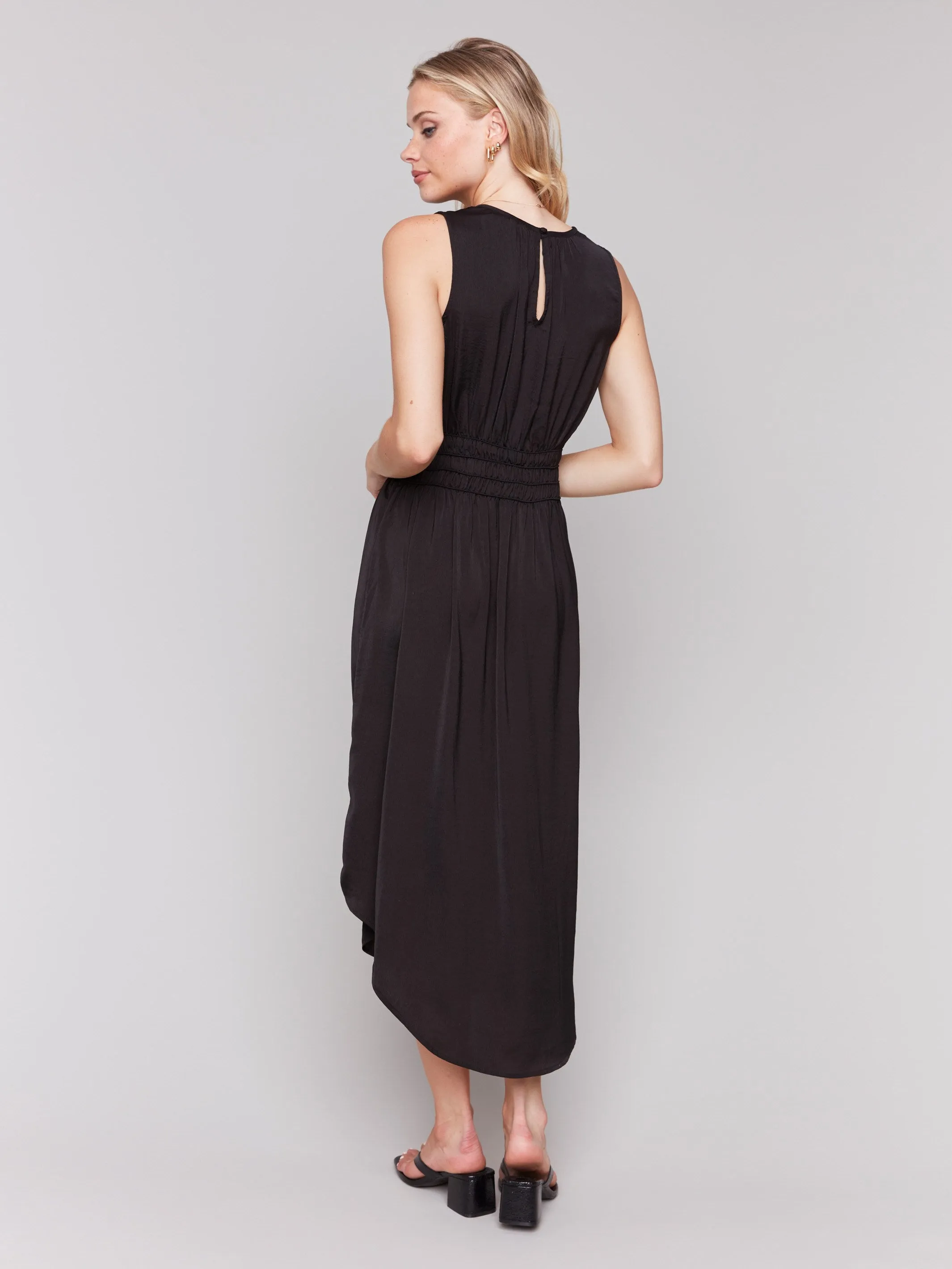Sleeveless Flowy Satin Dress - Black sold by Charlie B product image thumbnail 4