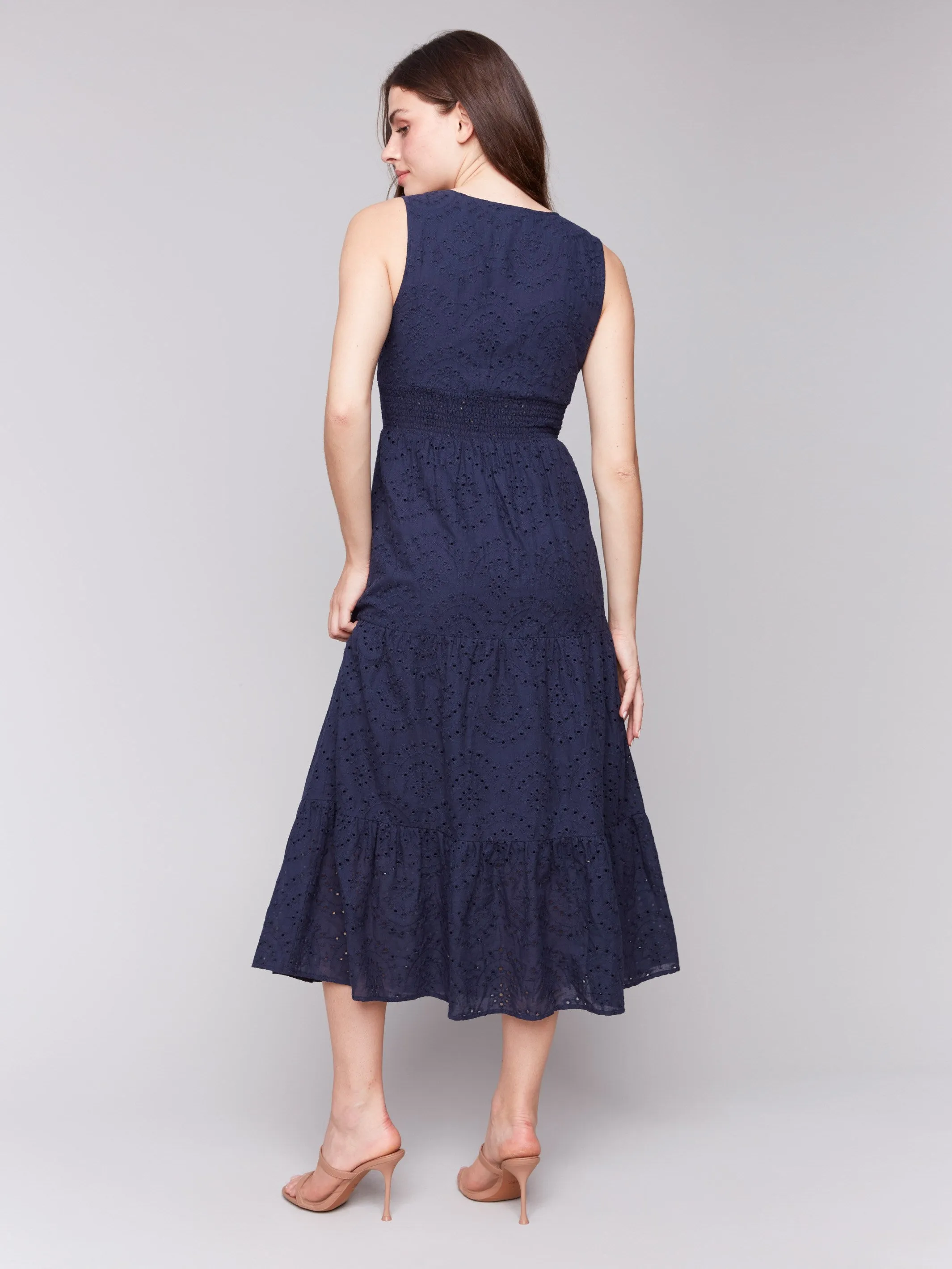 Long Sleeveless Cotton Eyelet Dress - Navy sold by Charlie B product image thumbnail 3