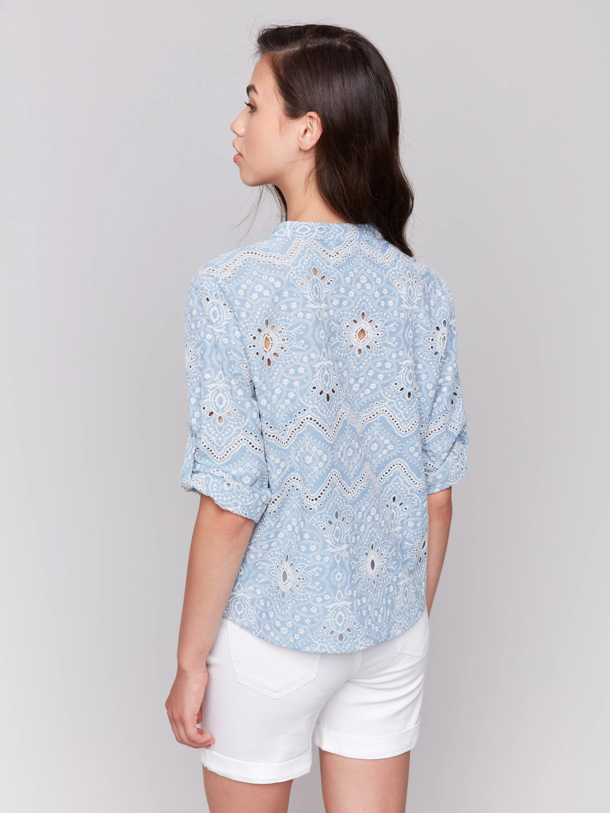 Eyelet Embroidery Cotton Blouse - Bluebell sold by Charlie B product image thumbnail 4