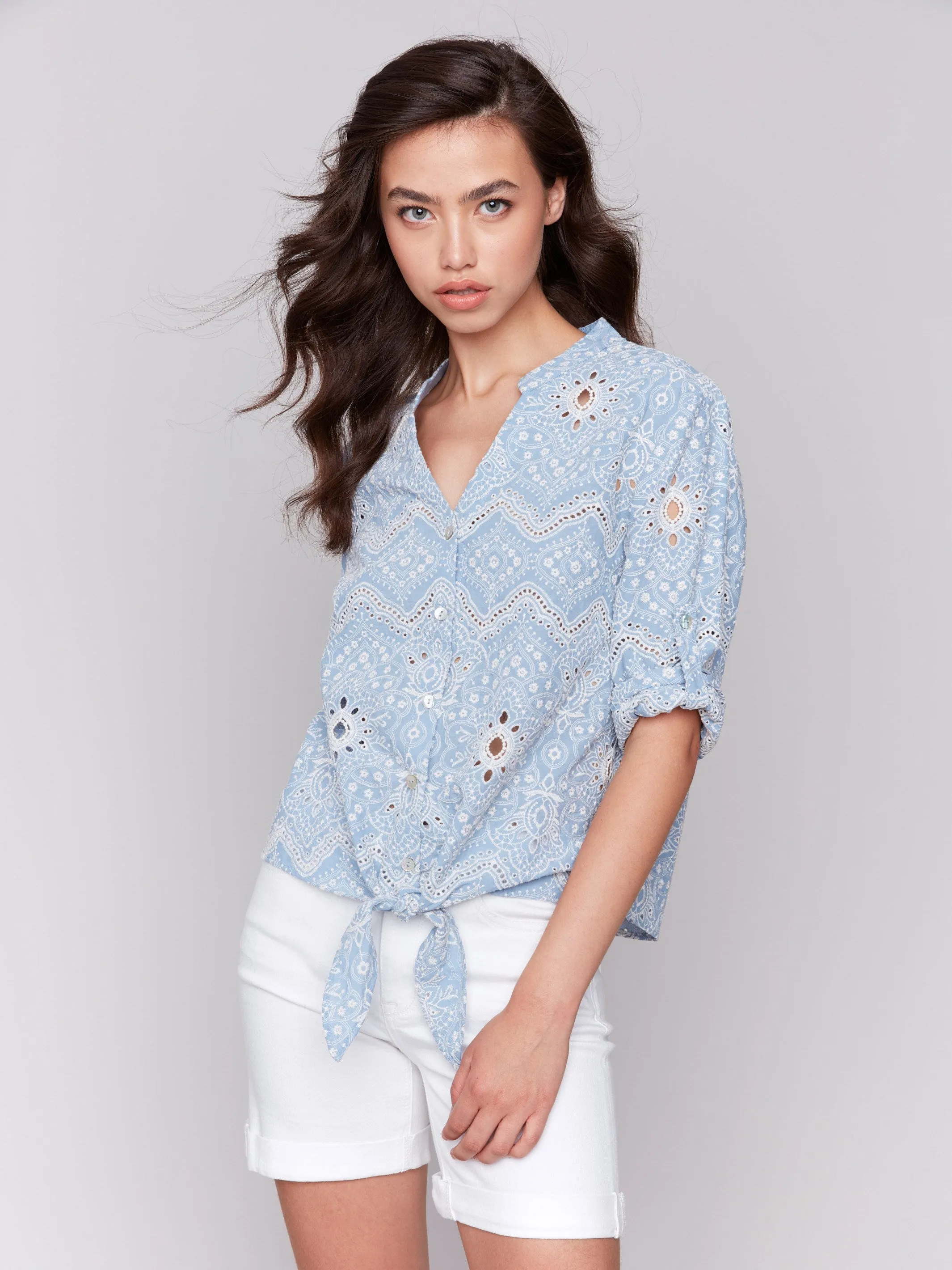 Eyelet Embroidery Cotton Blouse - Bluebell sold by Charlie B product image thumbnail 3