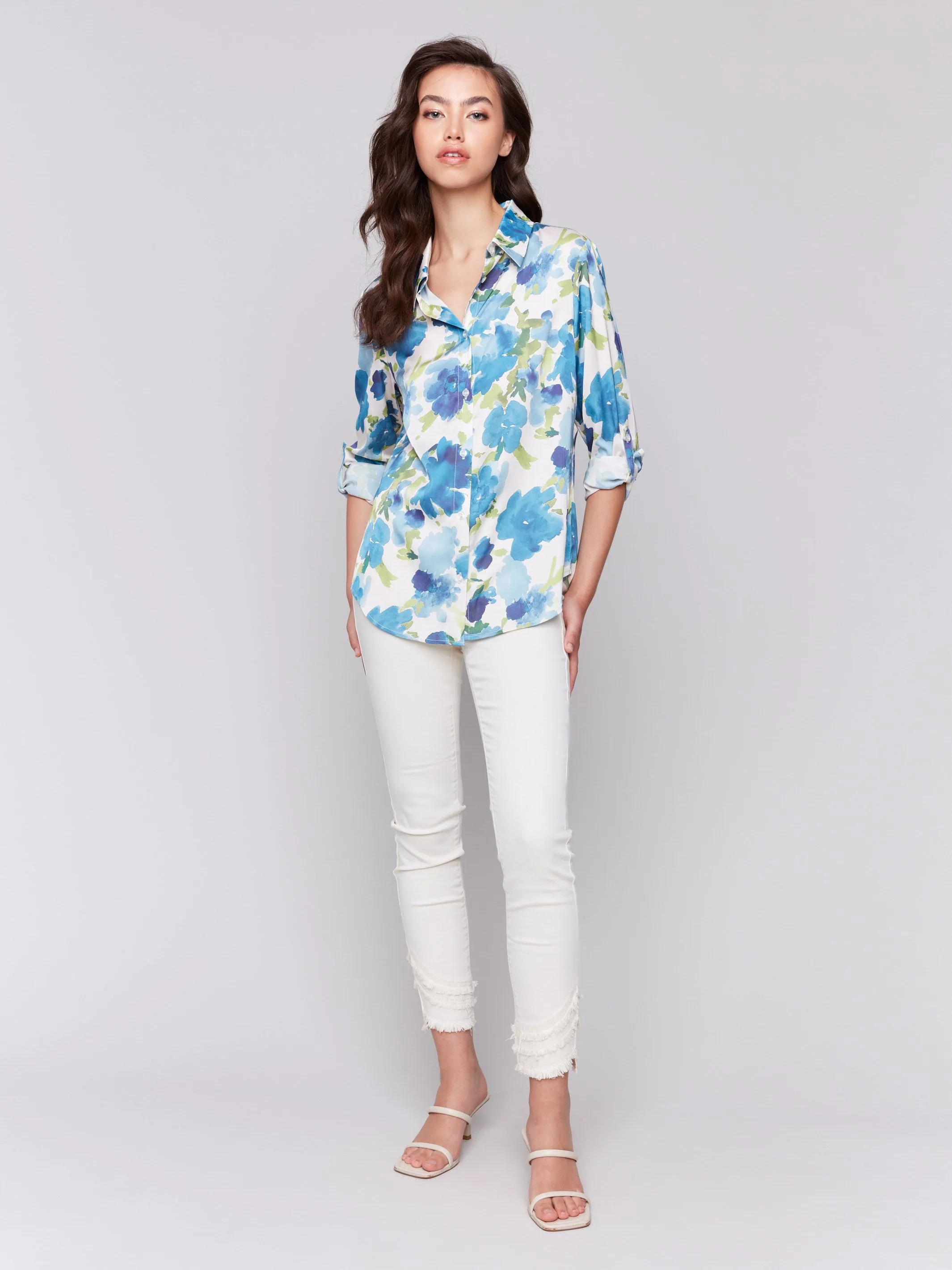 Printed Satin Shirt - Lime sold by Charlie B product image thumbnail 2