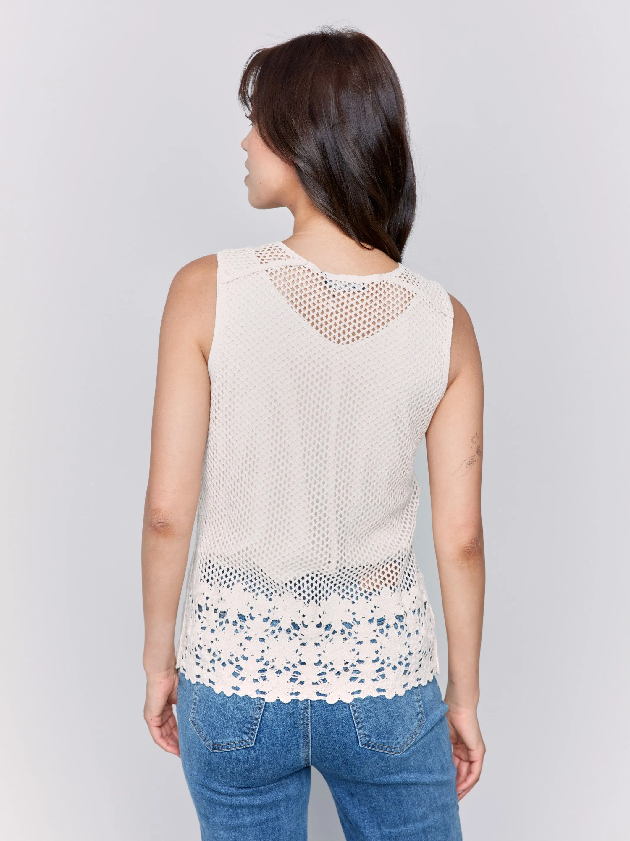 Button Front Crochet Vest - Natural sold by Charlie B product image thumbnail 4