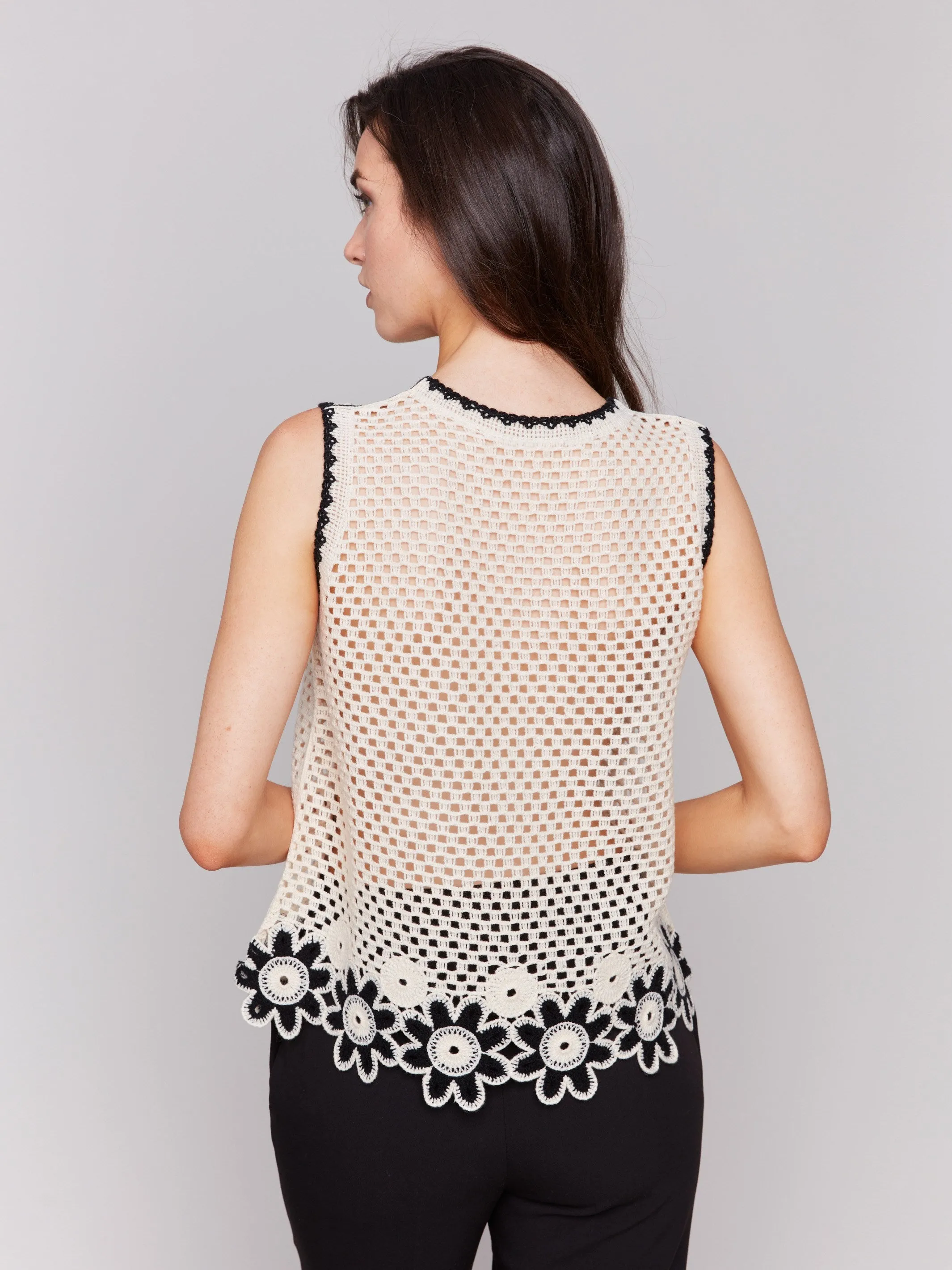 Sleeveless Floral Border Crochet Top - Natural sold by Charlie B product image thumbnail 3