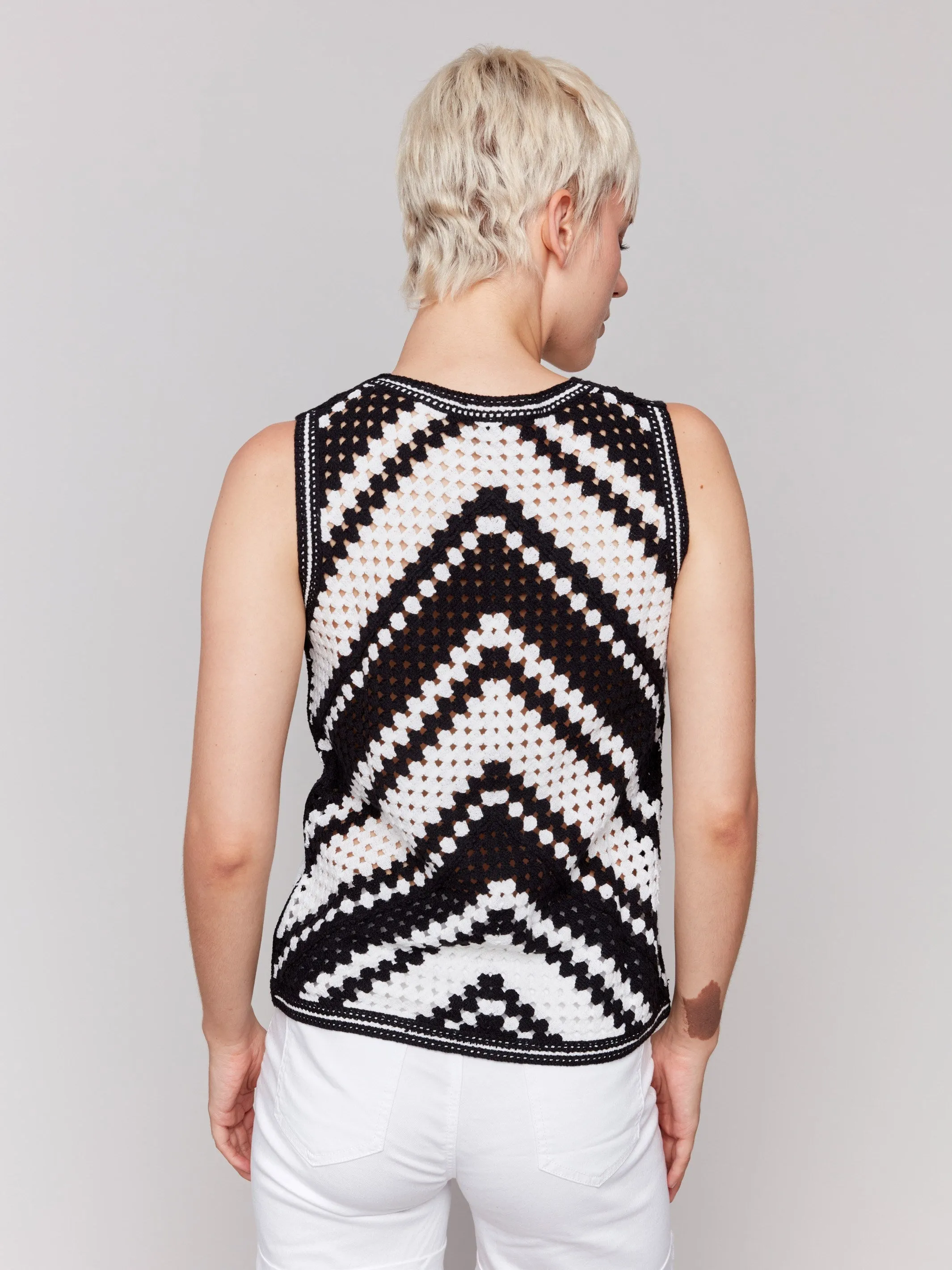 Sleeveless Crochet Crew Neck Top - Pepper sold by Charlie B product image thumbnail 4
