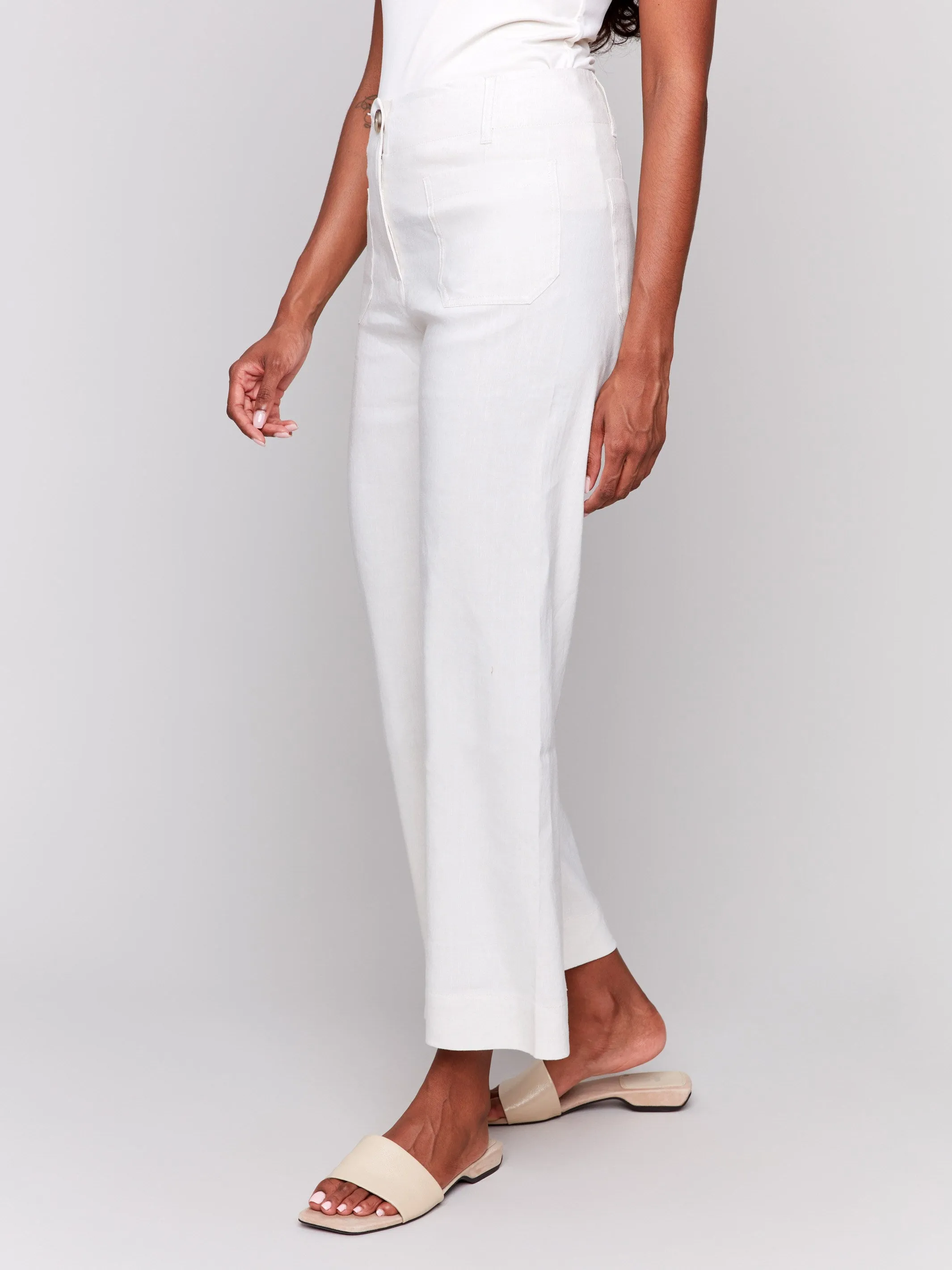 Cropped Linen Blend Pants - Natural sold by Charlie B product image thumbnail 3