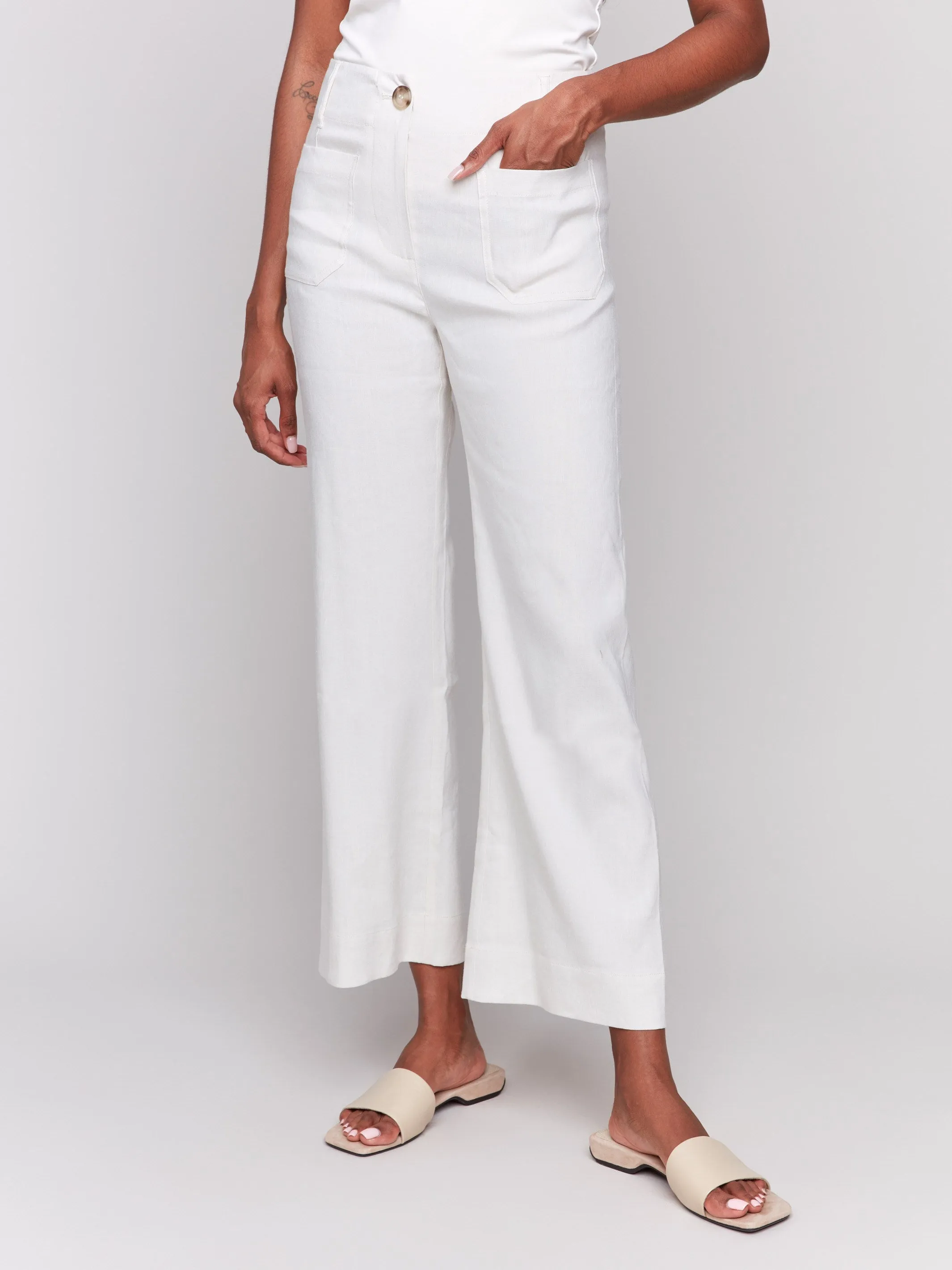 Cropped Linen Blend Pants - Natural sold by Charlie B product image thumbnail 5