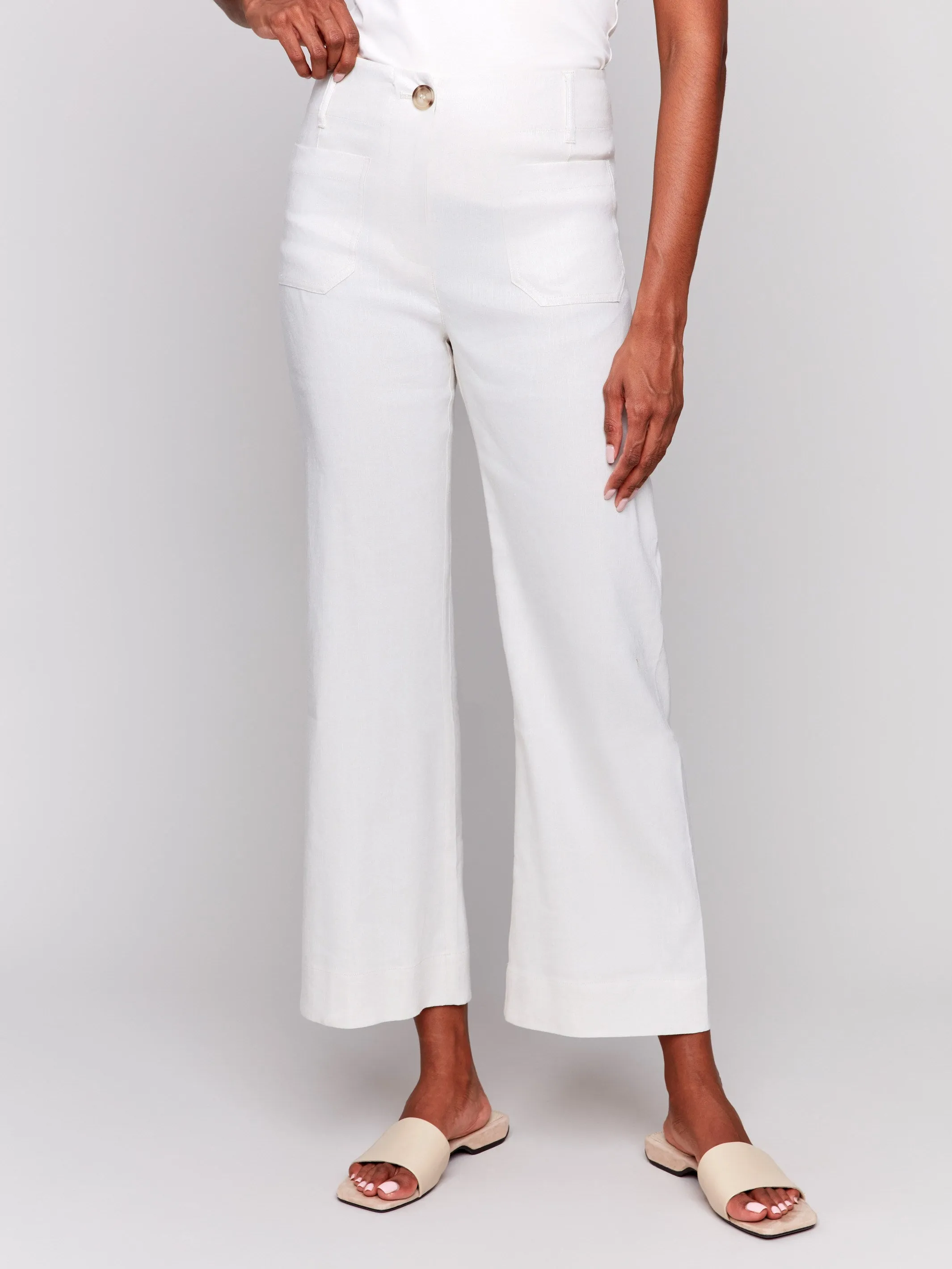 Cropped Linen Blend Pants - Natural sold by Charlie B product image thumbnail 2