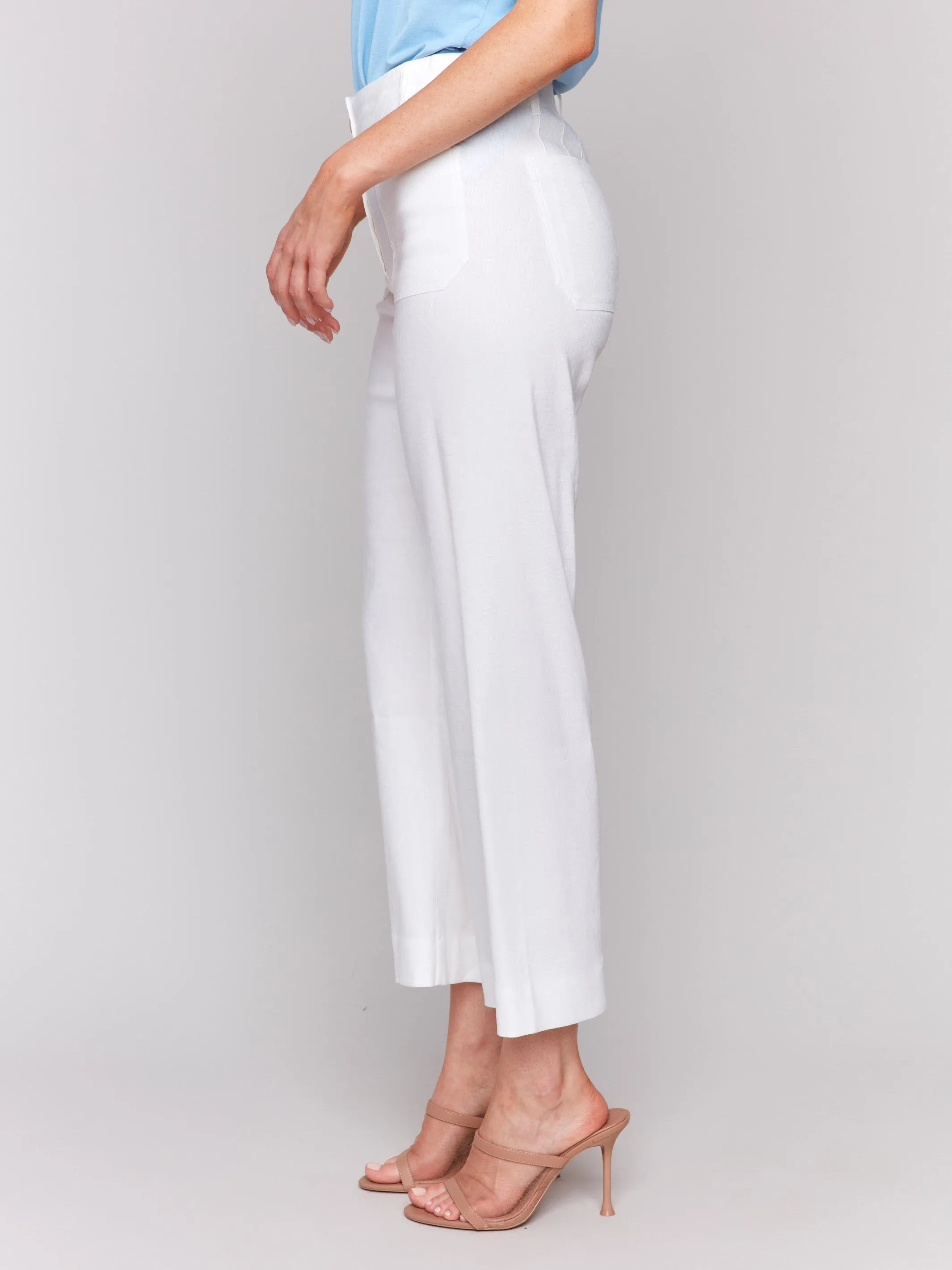 Cropped Linen Blend Pants - White sold by Charlie B product image thumbnail 3