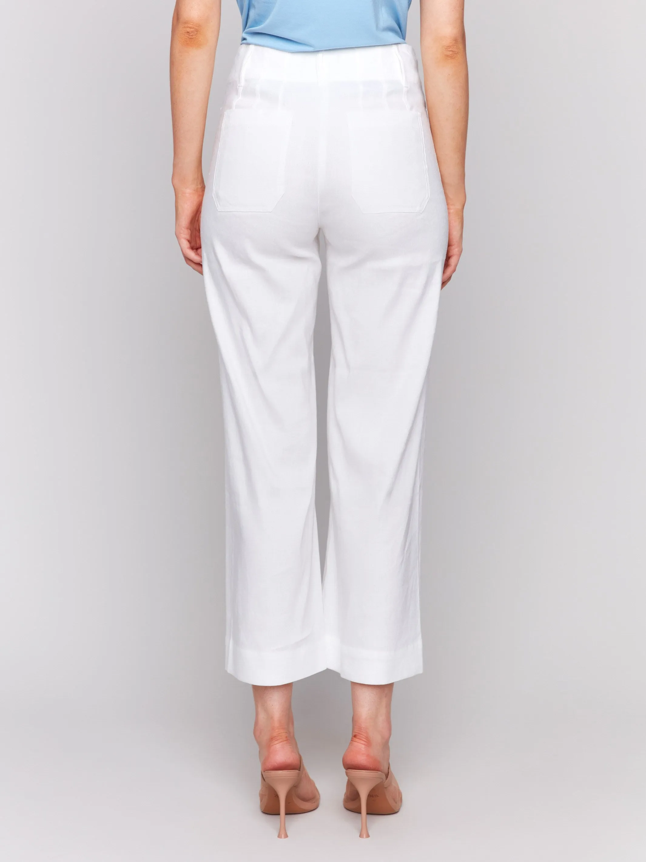 Cropped Linen Blend Pants - White sold by Charlie B product image thumbnail 4