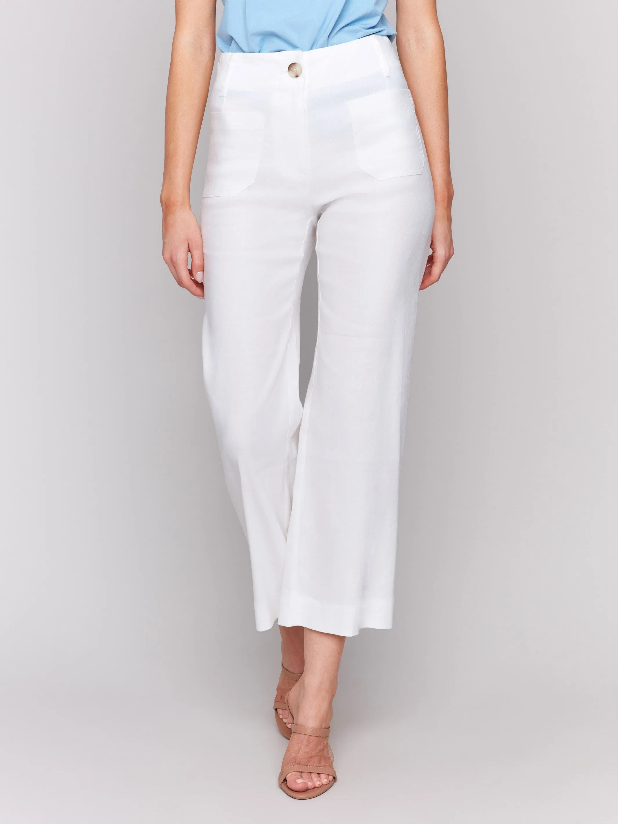 Cropped Linen Blend Pants - White sold by Charlie B product image thumbnail 5