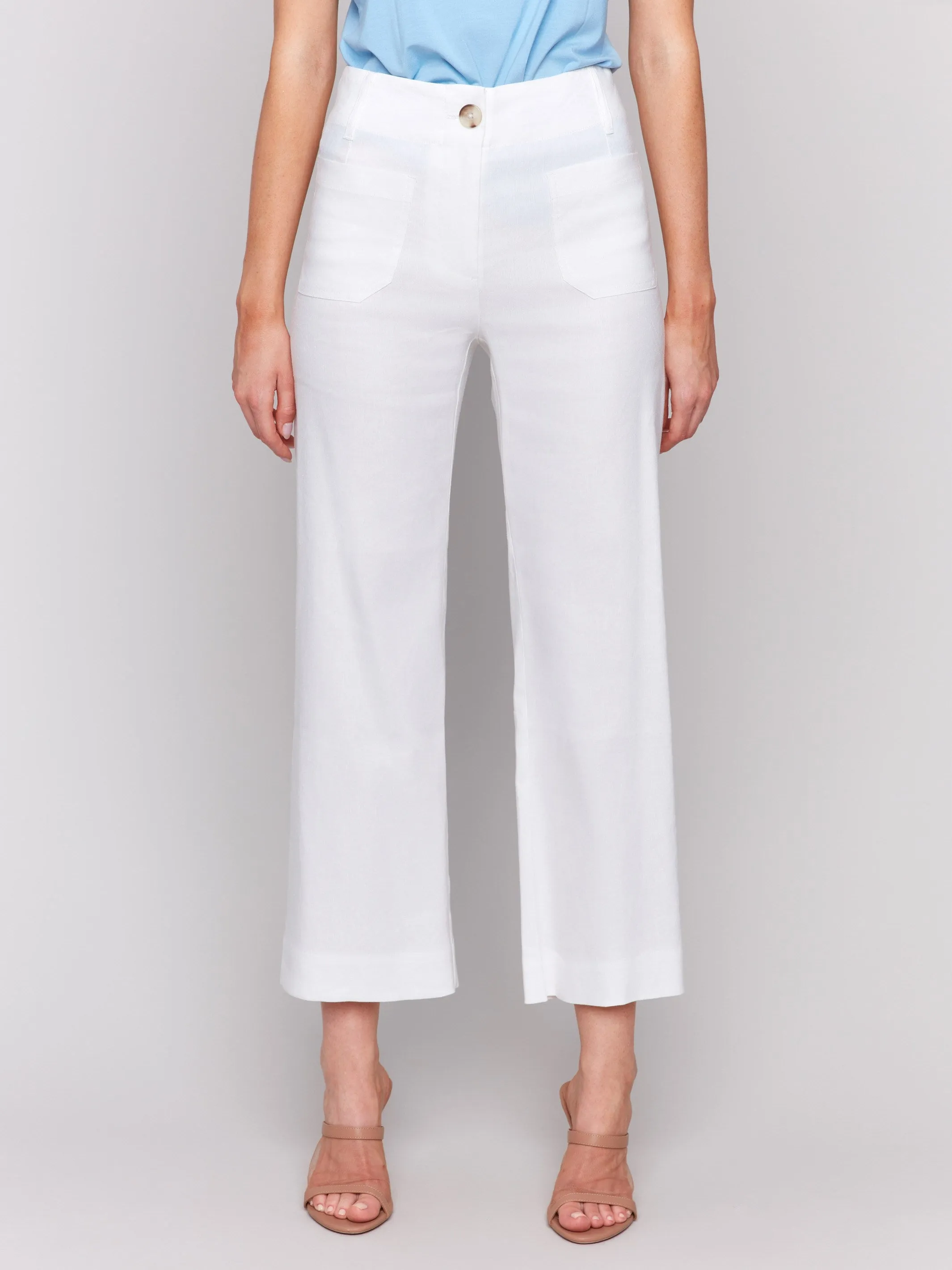 Cropped Linen Blend Pants - White sold by Charlie B product image thumbnail 2