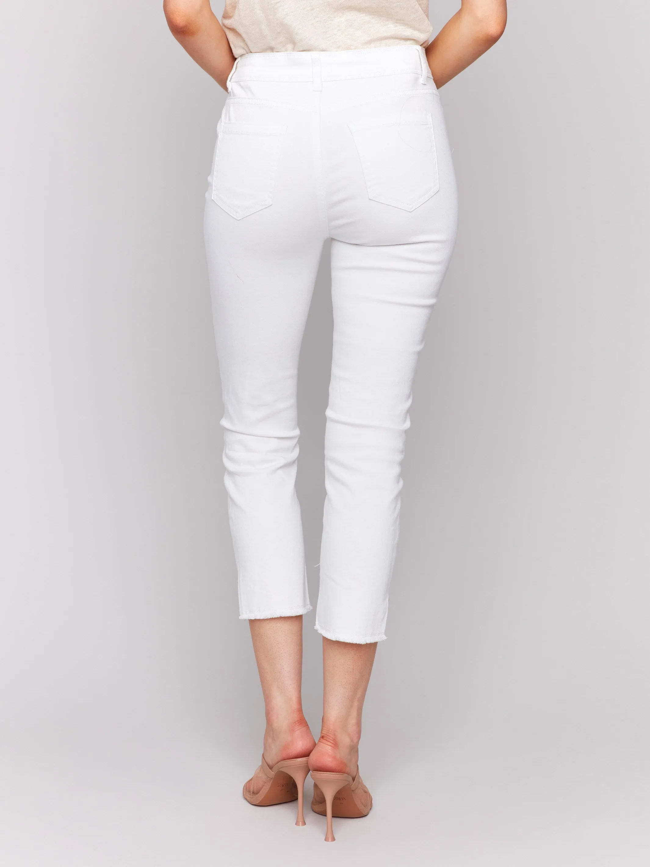Cropped Twill Jeans with Sequin Coin Pocket Detail - White sold by Charlie B product image thumbnail 5