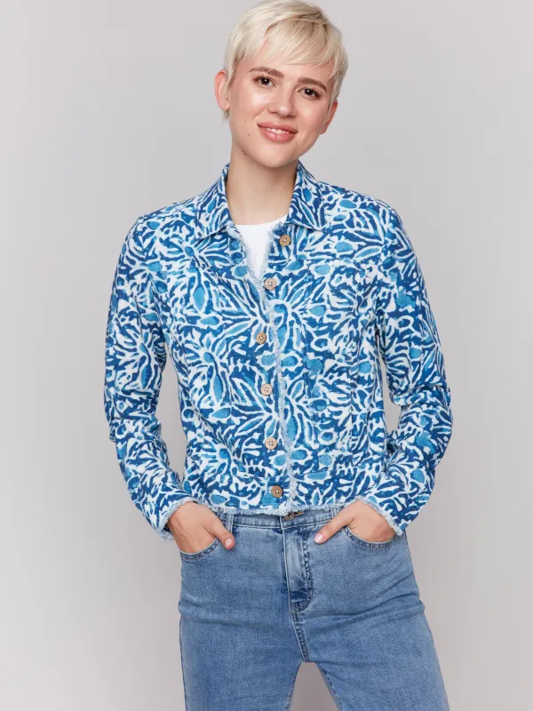 Printed Linen Blend Jacket - Reef sold by Charlie B