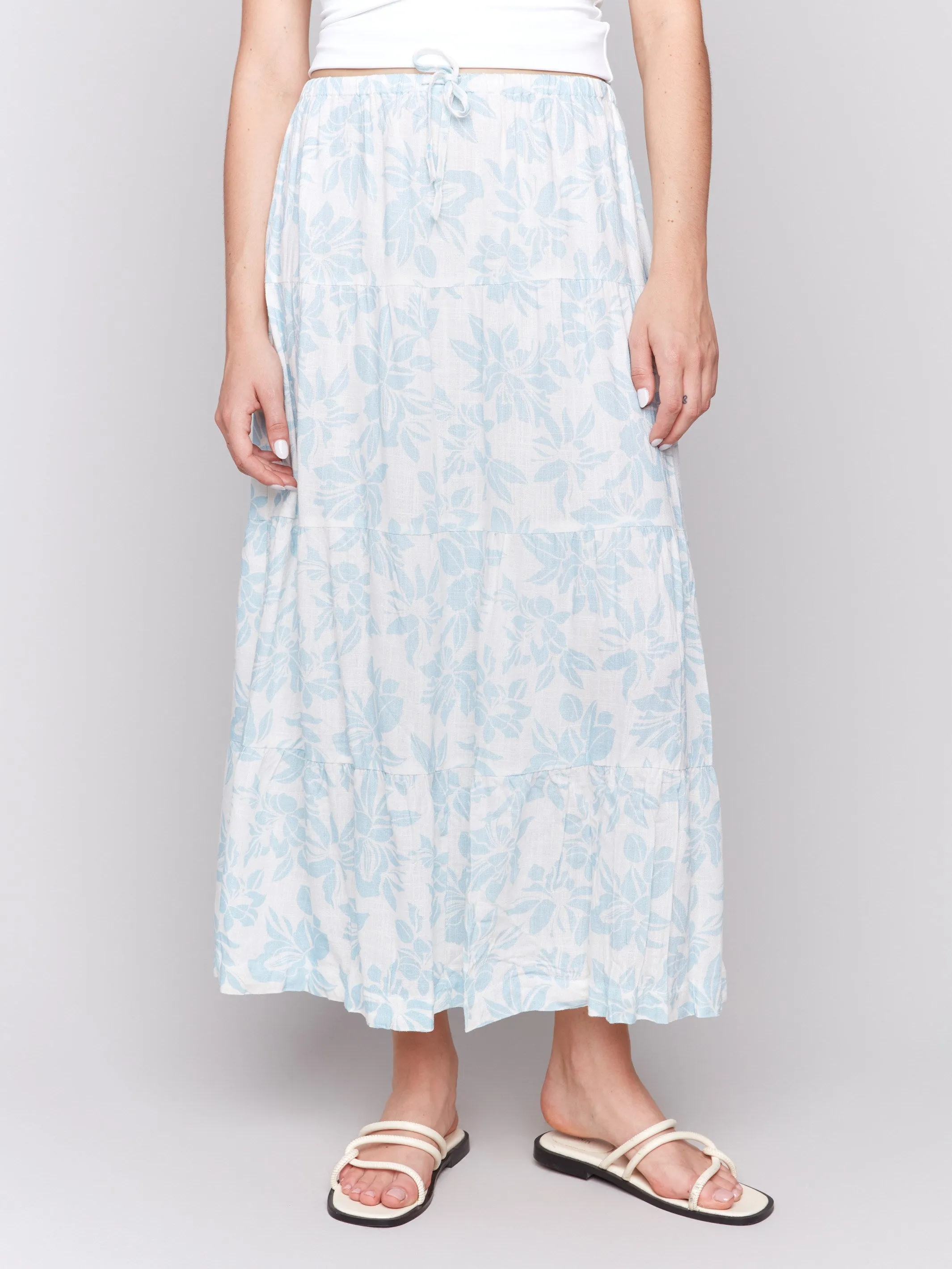 Linen Blend Printed Tiered Skirt - Bloom sold by Charlie B product image thumbnail 2