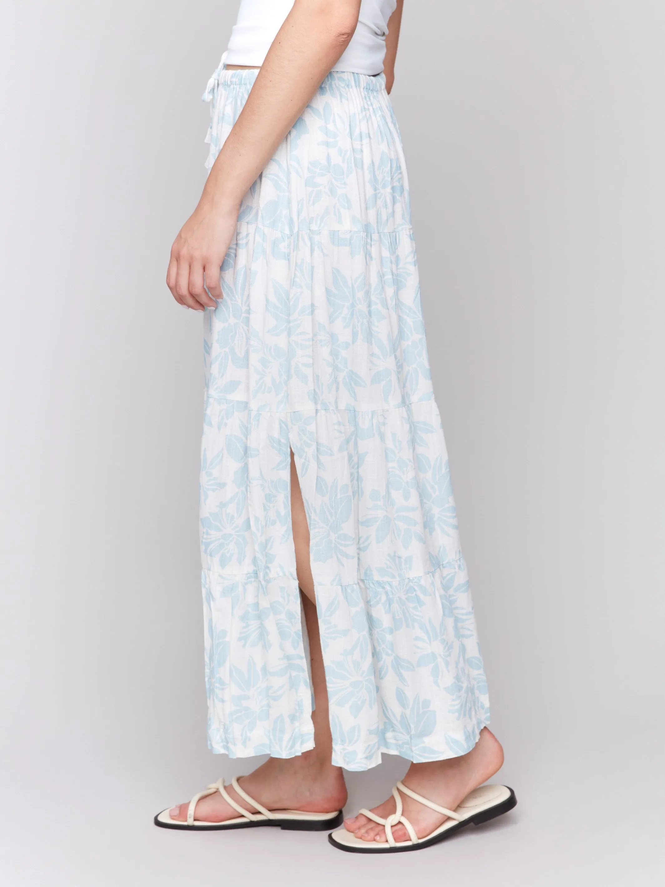 Linen Blend Printed Tiered Skirt - Bloom sold by Charlie B product image thumbnail 3